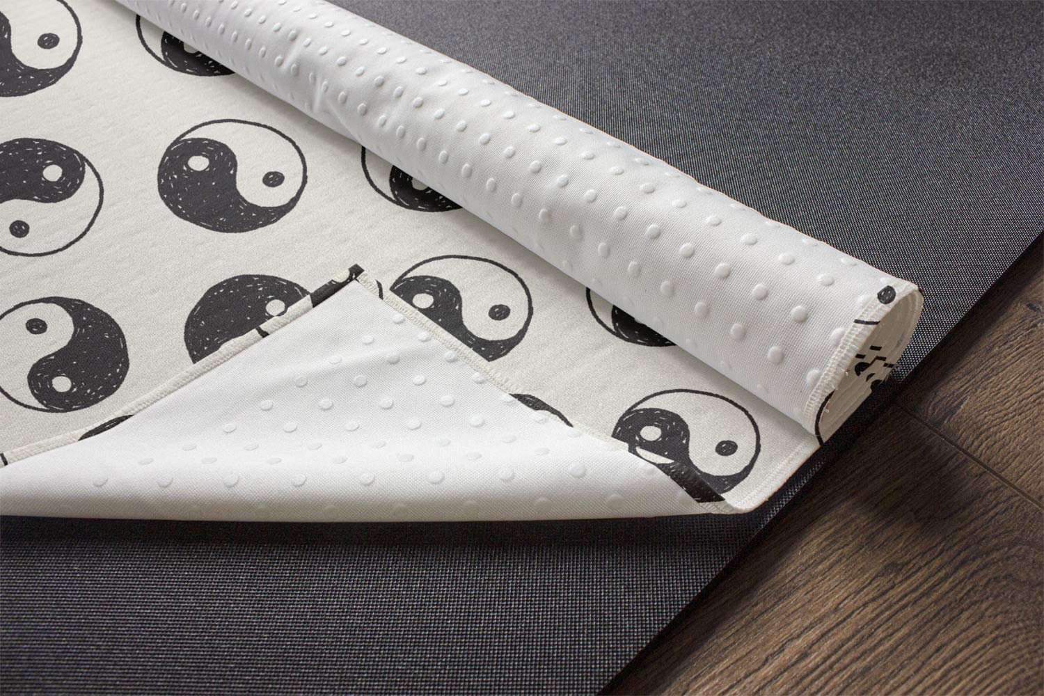 Ambesonne Yin Yang Yoga Mat Towel - Non-Slip Sweat Absorbent Yoga & Pilates Mat Cover with Doodle Pattern for Balance (25