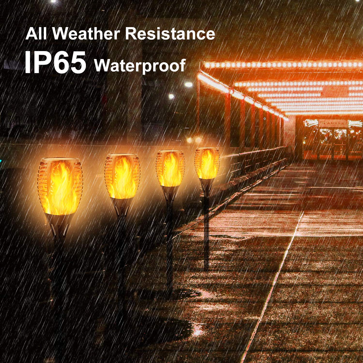 Solar Torch Lights Outdoor with Extension Rod - 8 Pack Waterproof Flickering Flame Solar Pathway Lights for Garden, Yard, Lawn, Patio - Perfect for Landscape Decoration, Evening Gatherings & Outdoor Ambiance Lighting