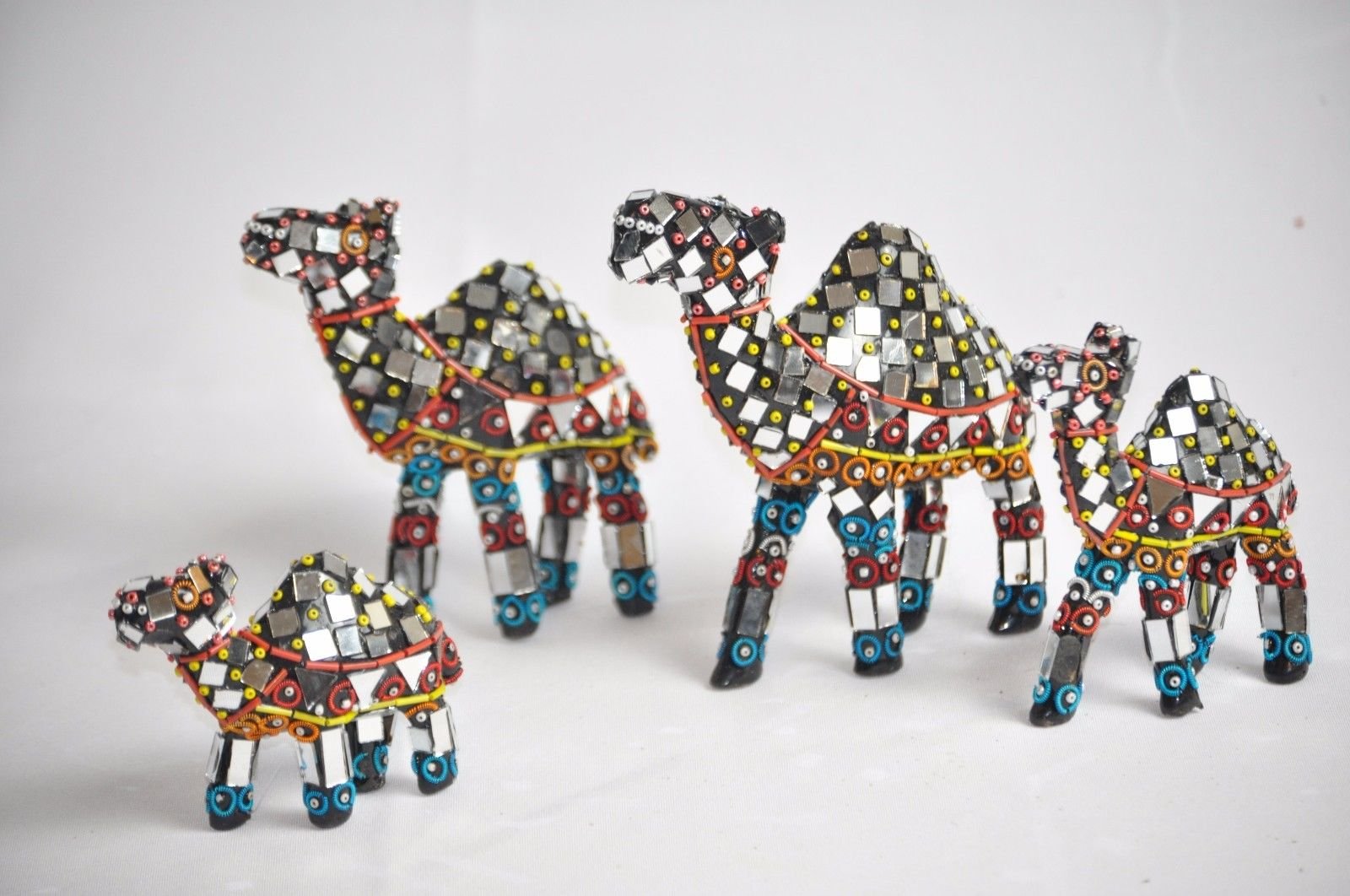 Handmade Camel Set Decorative Mirror Beads (Sheesha Moti) for Home Decor - Boho Wall Hanging, Festival Decor, Indian Wedding & Room Decoration