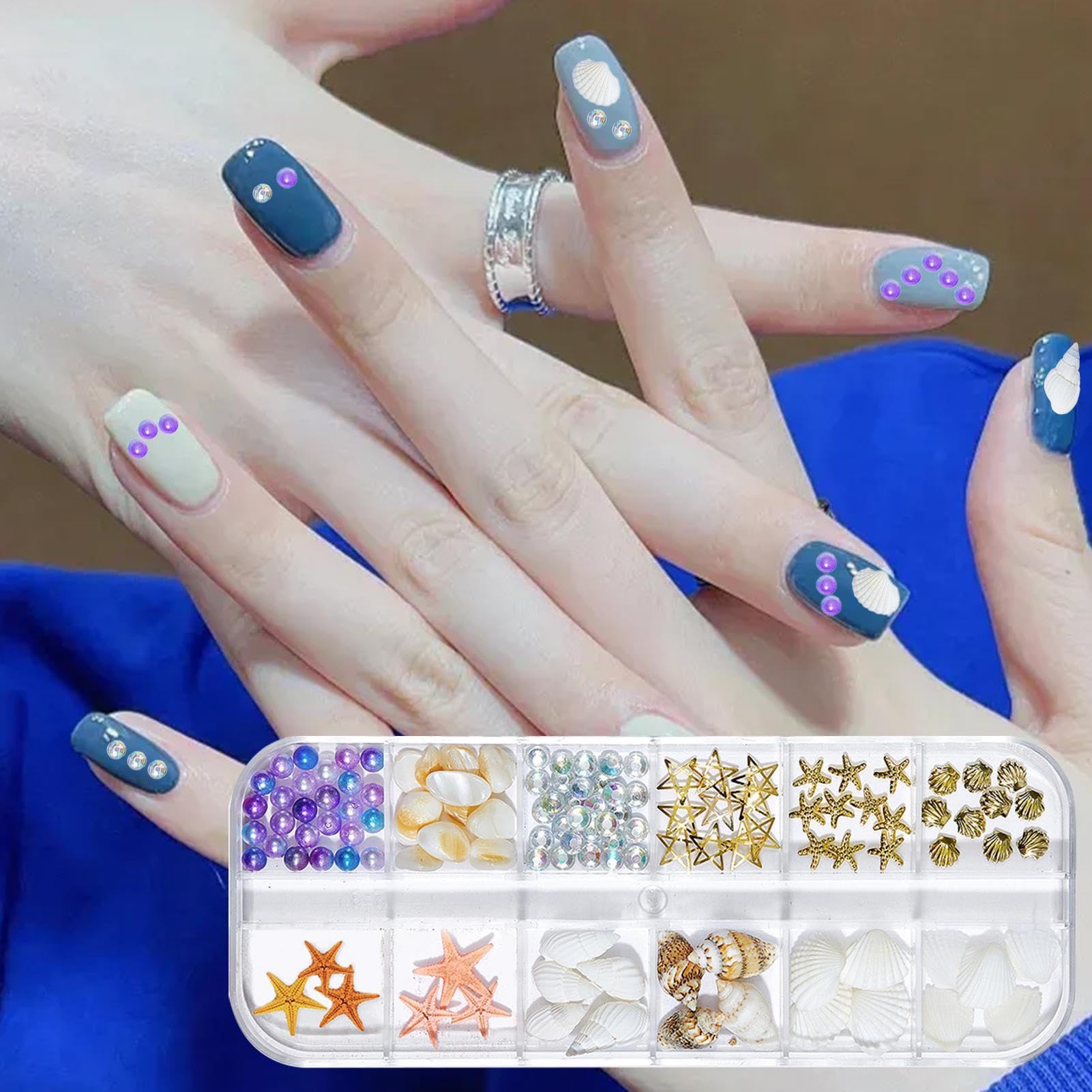 Shell and Starfish Nail Stickers - Waterproof Nail Art Decals for Manicure, DIY Nail Design - Perfect for Summer Beach Nails, Vacation Nail Decor, and Sea-Themed Nail Art