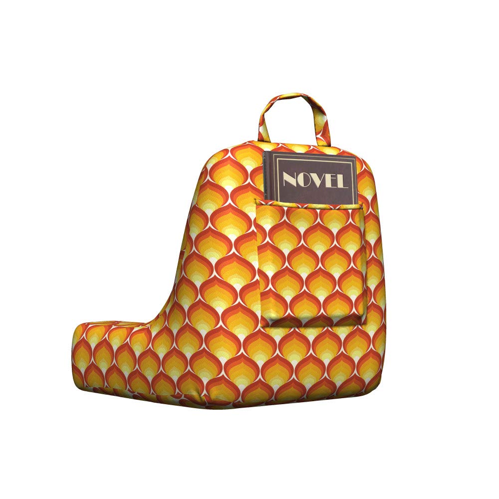Ambesonne Abstract Reading Pillow Cover - Soft Fabric Printed Bed Rest Case in Art Deco Tangerine & Mustard Tones, Small Size | Perfect for Reading, Lounging & Home Decor