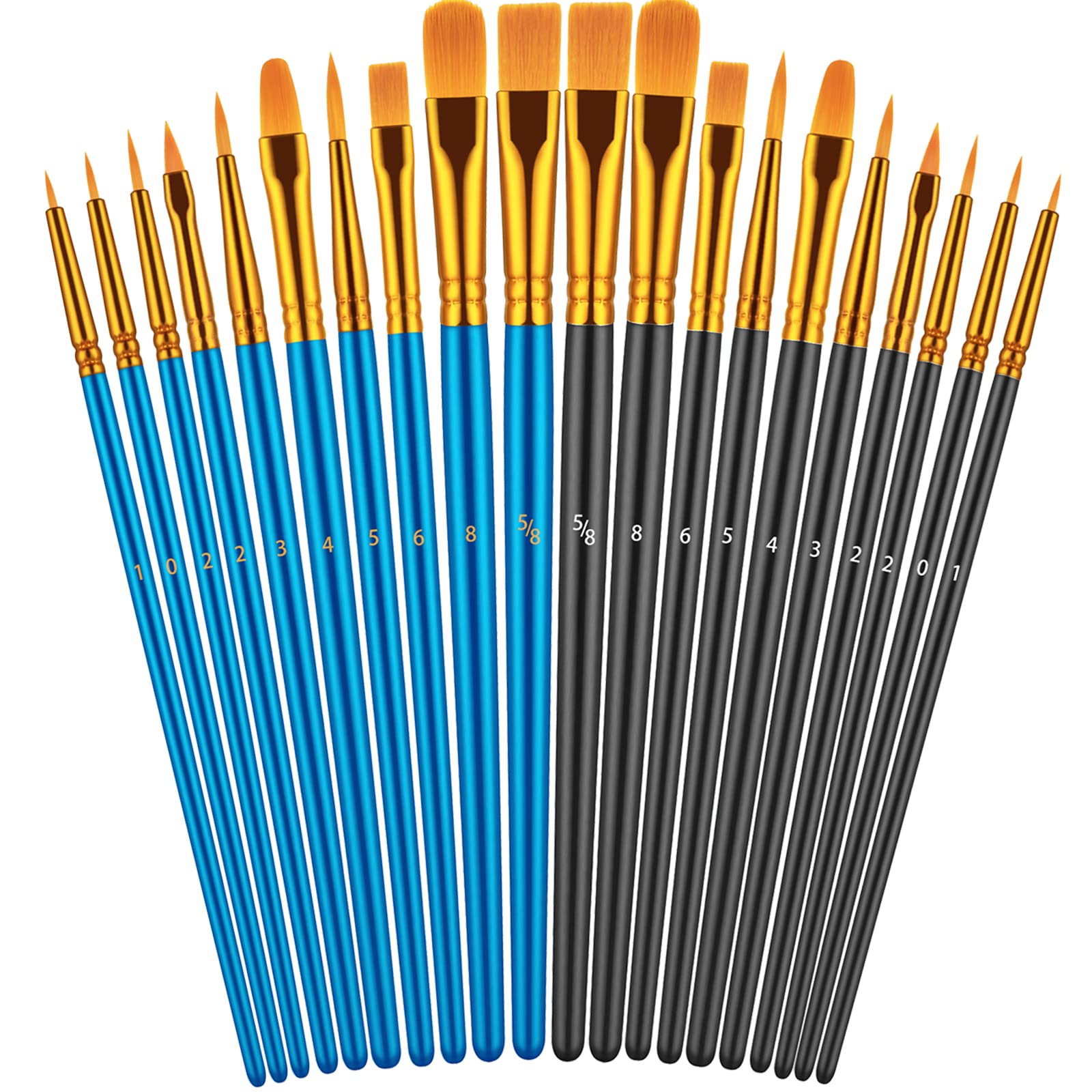 20-Piece Professional Paint Brush Set for Acrylic, Oil & Watercolor Painting - Artist Brushes for Canvas, Body, Face & Rock Art - Perfect for Kids & Adults Arts & Crafts (Blue & Black) - Ideal for DIY Projects, Home Decor & Creative Gift Giving