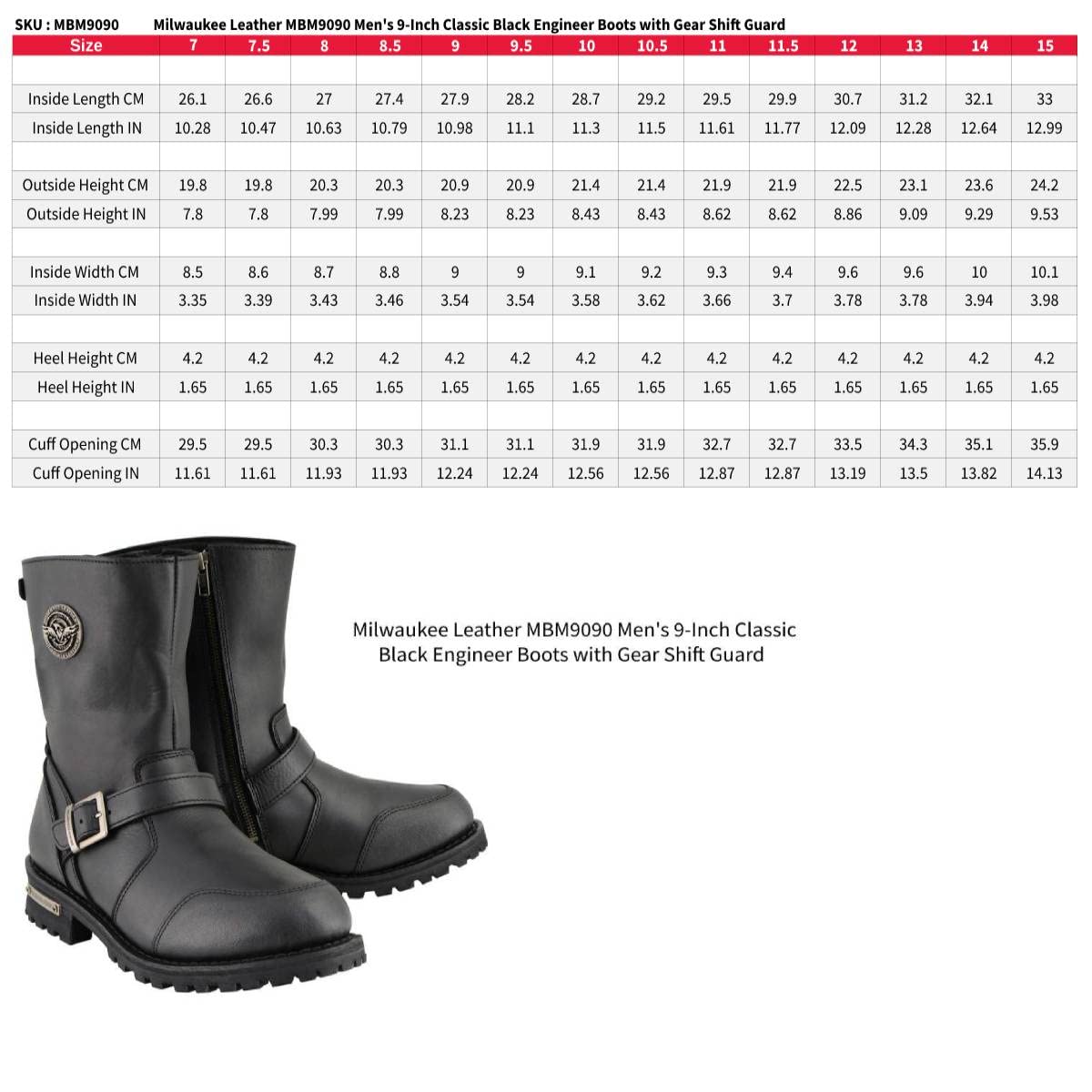 Milwaukee Leather Men's Premium Classic Engineer Motorcycle Boots - Durable Leather Riding Boots for Men - Perfect for Motorcycle Enthusiasts & Long-Distance Rides