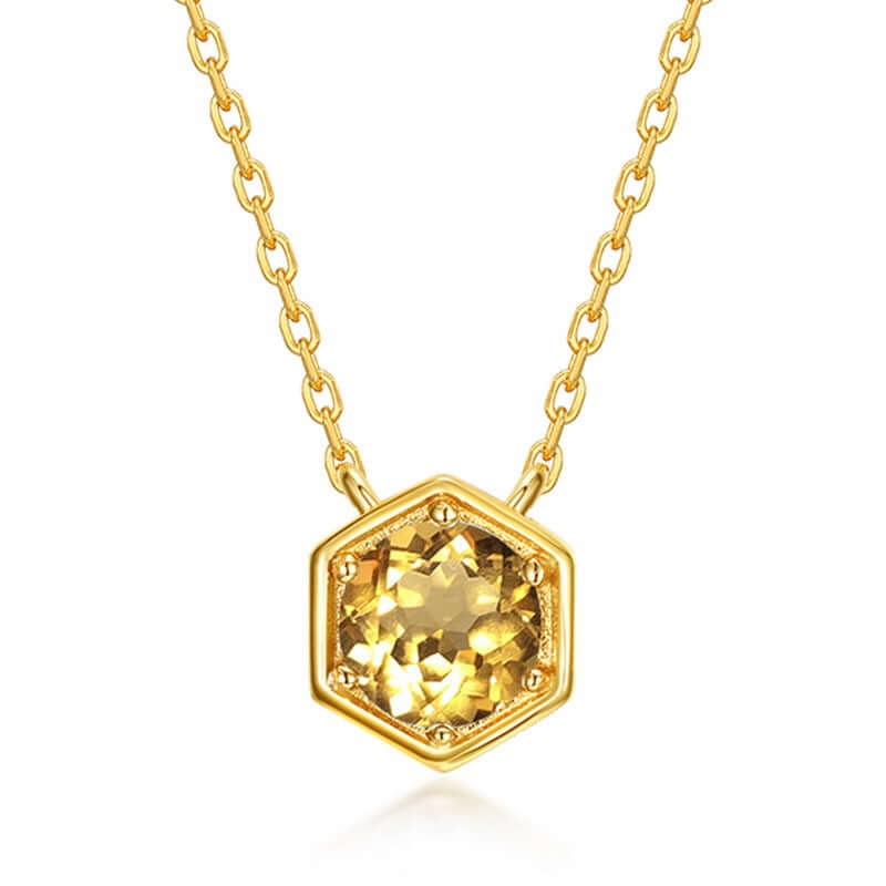 Hexagon Bezel Birthstone Necklace - Personalized Gemstone Jewelry for Women | NL812 | Perfect Gift for Birthday, Anniversary & Mother's Day
