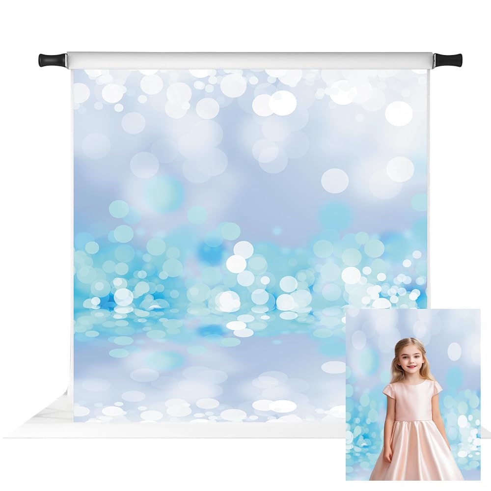 Kate 10x10ft Light Blue Bokeh Photography Backdrop with Glitter Bubbles - Perfect for Children's Birthday Parties, Baby Showers & Photo Studio Backgrounds