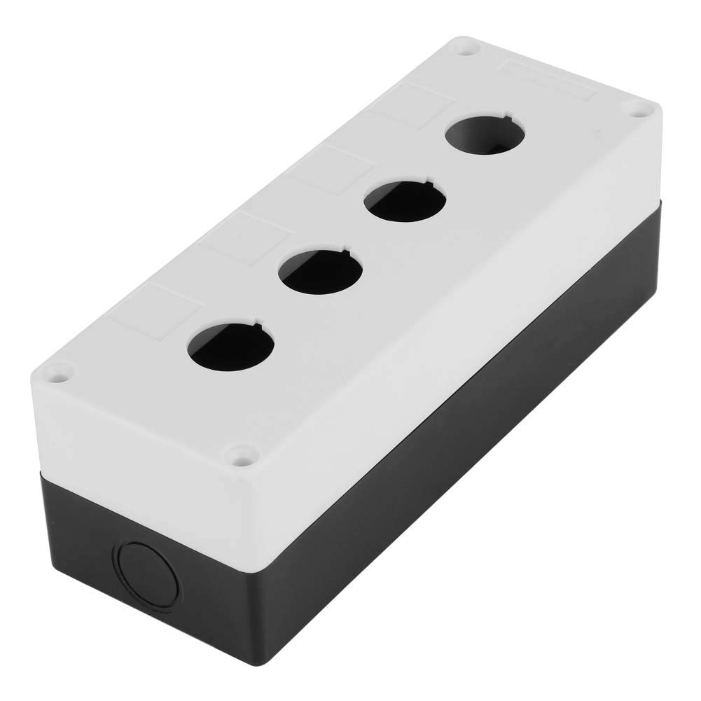 22mm Waterproof Push Button Switch Control Box - BX4 Four Holes Protective Enclosure (Yellow/White) for Industrial Equipment, Machinery & Electrical Control Panels