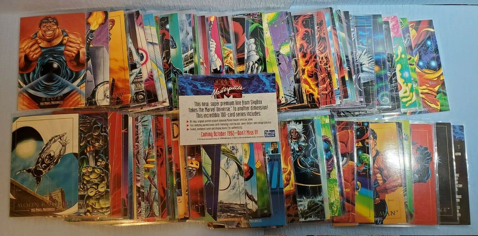 1992 Marvel Masterpieces Series I Base Set - 100 NM/M Trading Cards Featuring Joe Jusko Art, Spider-Man & More | Collectible Marvel Comics Cards for Display, Investment & Nostalgia