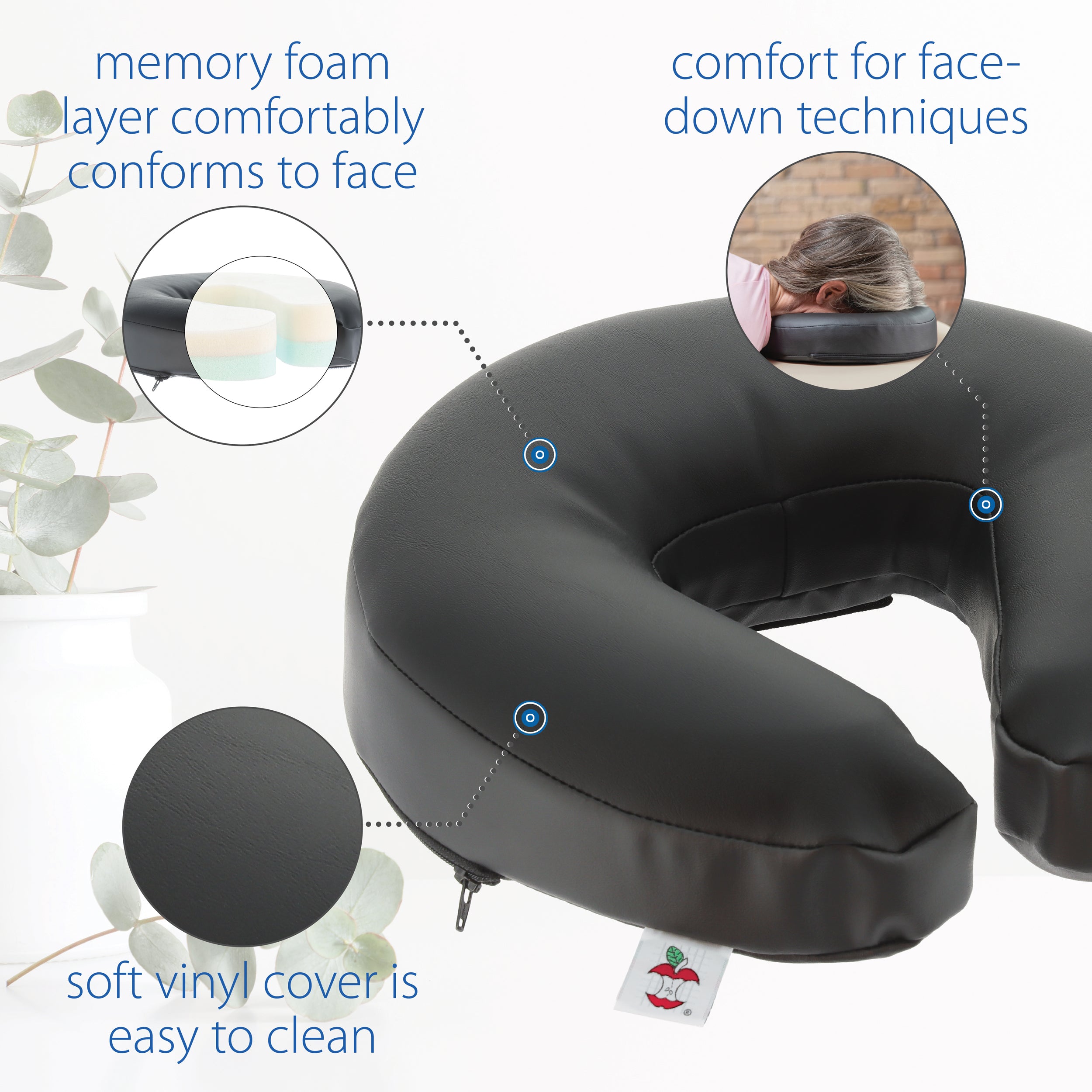 Memory Foam Face Cradle Vinyl Cover - Soft & Comfortable for Massage Tables & Spa Treatments - Perfect for Chiropractic, Facial, and Massage Therapy Sessions