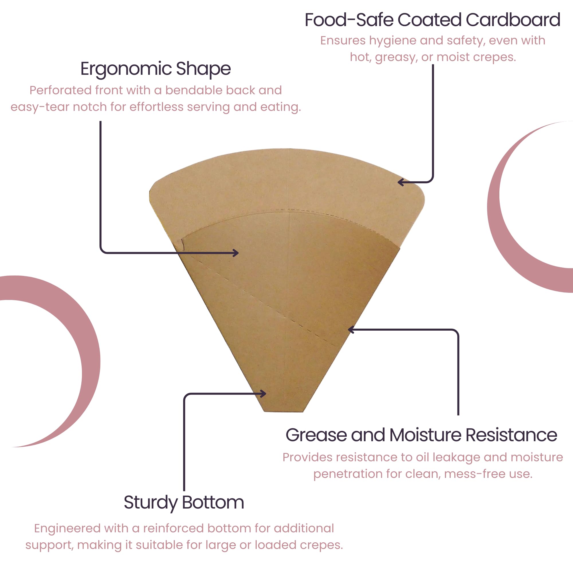 Heavy Duty Commercial Crepe Holder - 300 GRAM Perforated Cardboard for Crepe Cones - Bulk Pack of 1350 - Perfect for Bakeries, Catering & Party Decorations
