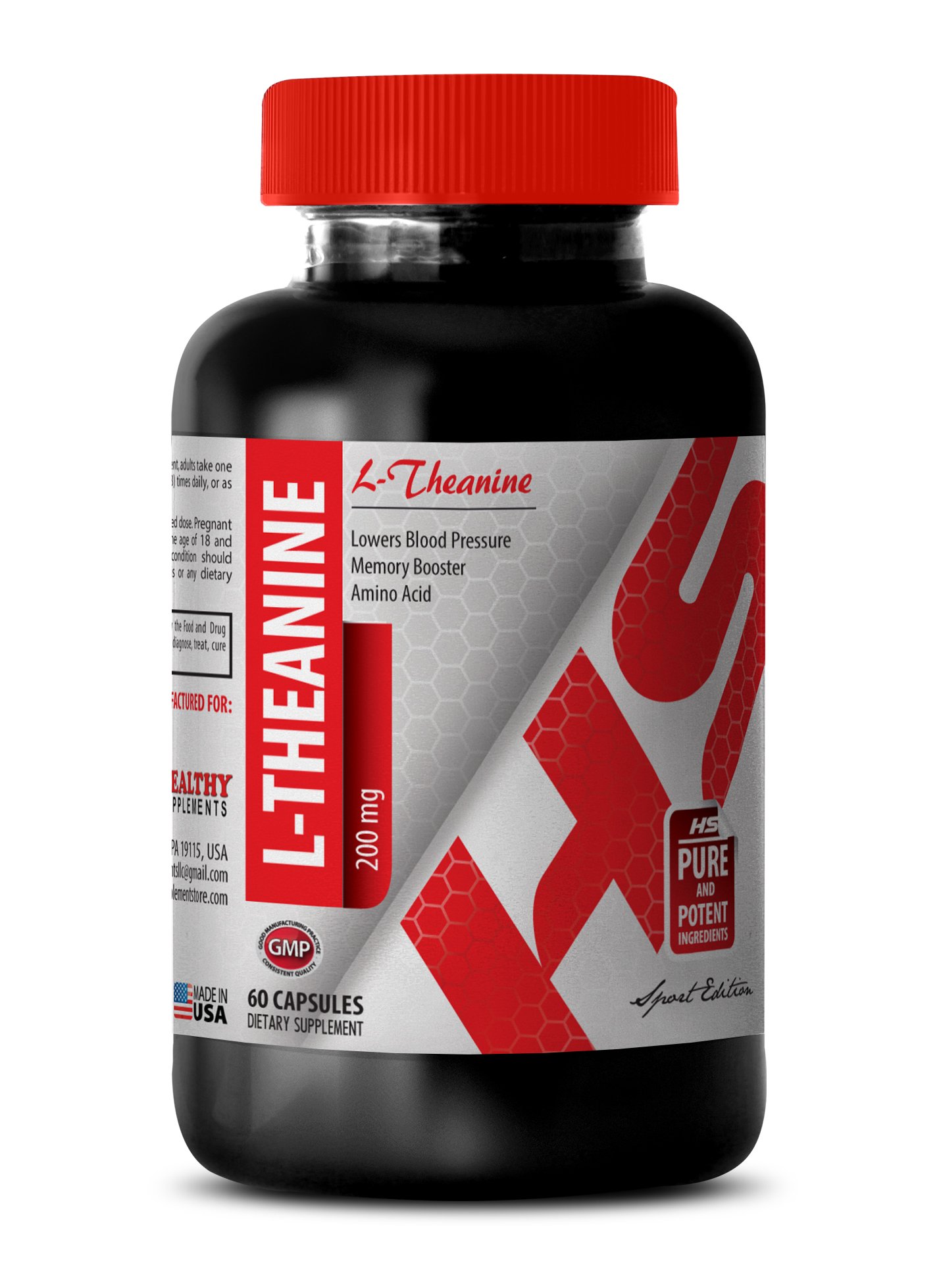 Premium L-Theanine 200mg Supplement for Stress Relief & Focus - 60 Vegan Capsules - Natural Antioxidant for Wellness & Fitness - Perfect for Meditation, Work, and Study Support