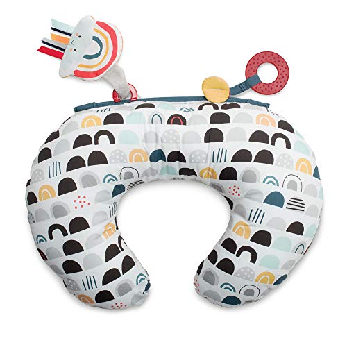 **Boppy Tummy Time Prop Pillow - Black & White Modern Rainbows with Teething Toys - Compact Size for Comfortable Baby Tummy Time - Includes Attachable Toys - Perfect for Newborns & Infants to Strengthen Neck & Core Muscles**