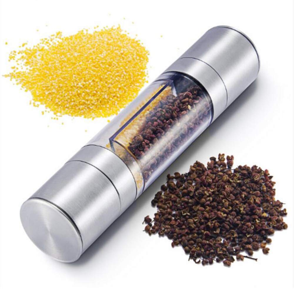 Premium Stainless Steel 2-in-1 Salt and Pepper Grinder - Adjustable Ceramic Core Spice Mill for Kitchen & Dining - Perfect for Cooking, BBQ, Camping & Gifting