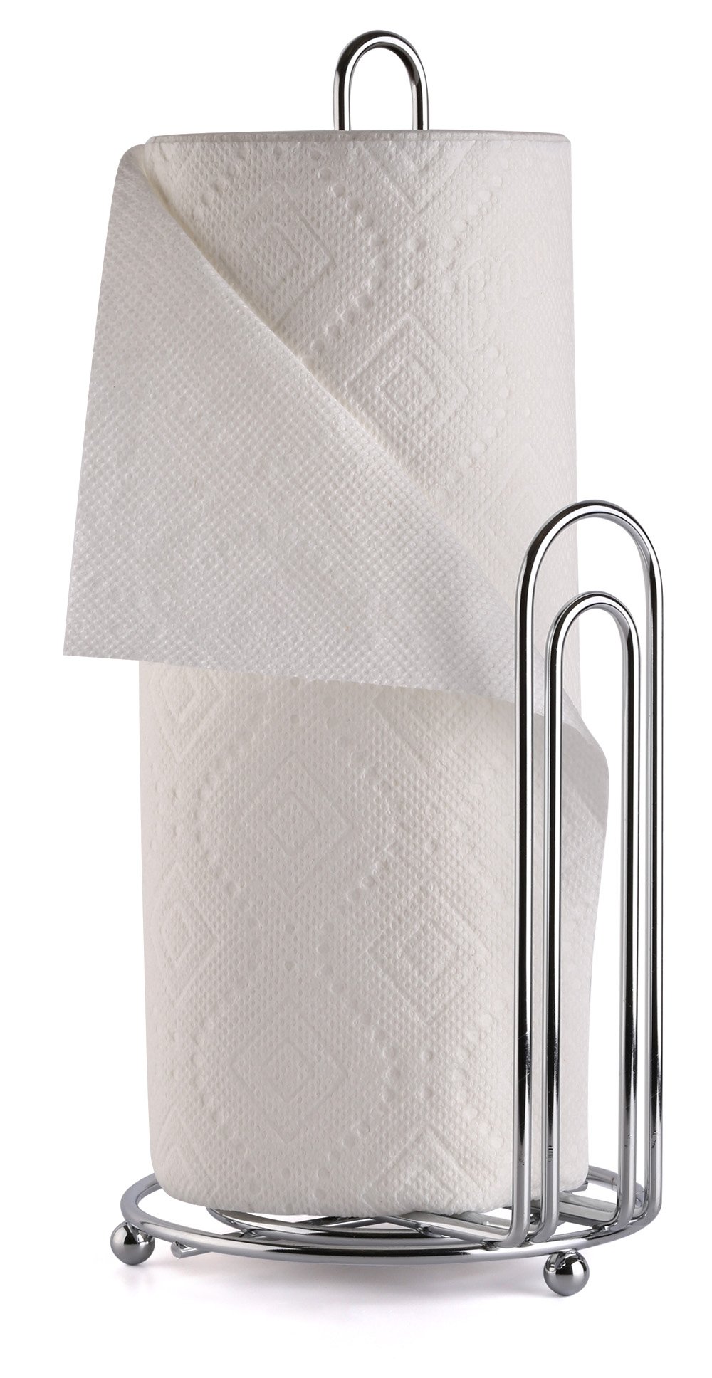 Greenco Chrome Paper Towel Holder - 2 Pack - Modern Kitchen Towel Rack for Countertop - Durable Stainless Steel Design for Bathroom & Kitchen Organization - Perfect for Home, Office, and Restaurant Use