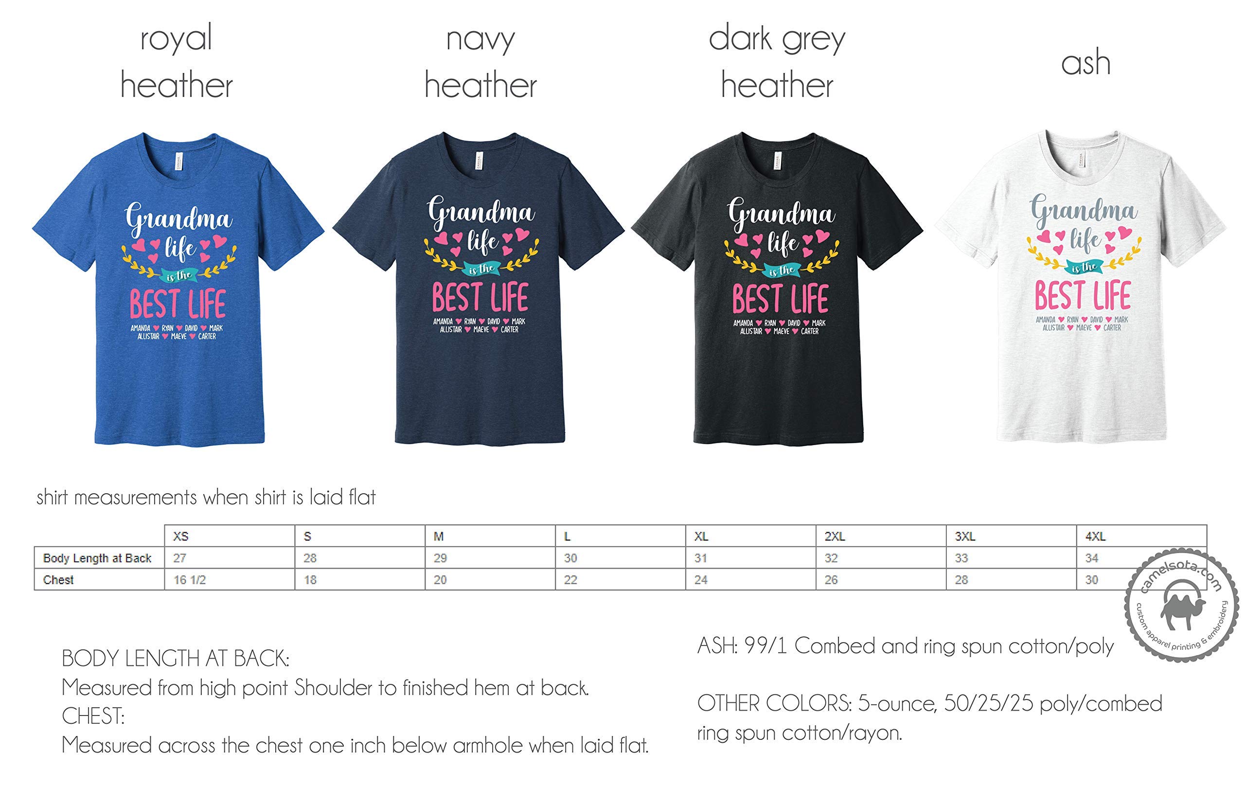 Personalized Grandma T-Shirt with Grandkids Names - Custom Printed Grandma & Grandchildren Shirt for Family Reunions & Special Occasions