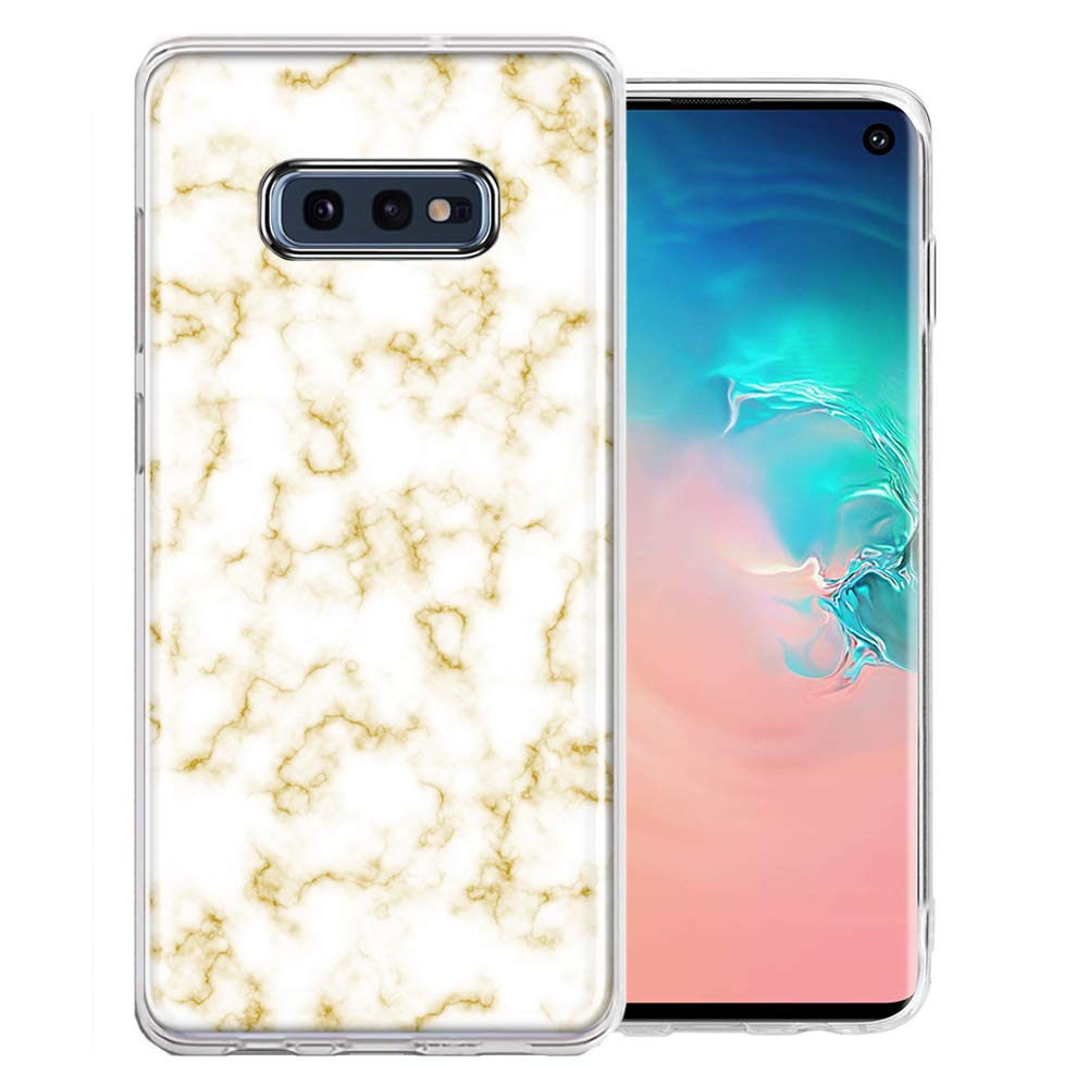 Samsung Galaxy S10e Phone Case - Gold Marble Design Double Layer Protective Cover | Shockproof & Slim Fit for Everyday Use, Work & Travel