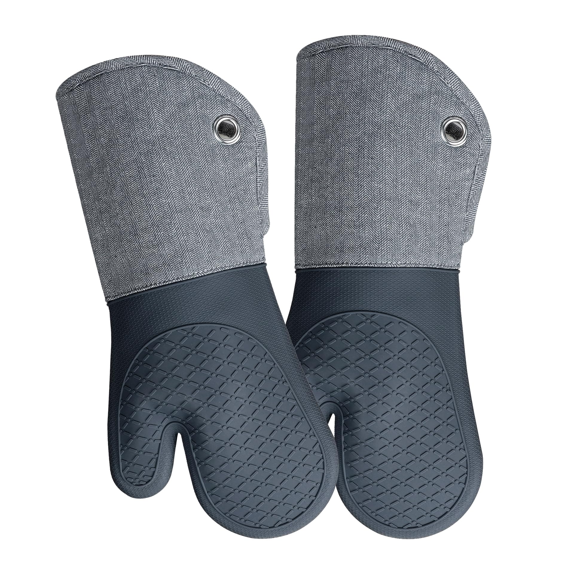 **Heat Resistant Microwave Silicone Oven Mitts (500°F) – Pair of Non-Slip Kitchen Gloves for Baking, BBQ, Cooking & Pot Handling – Gray**    *(Perfect for Grilling, Baking, Roasting & Handling Hot Dishes Safely!)*