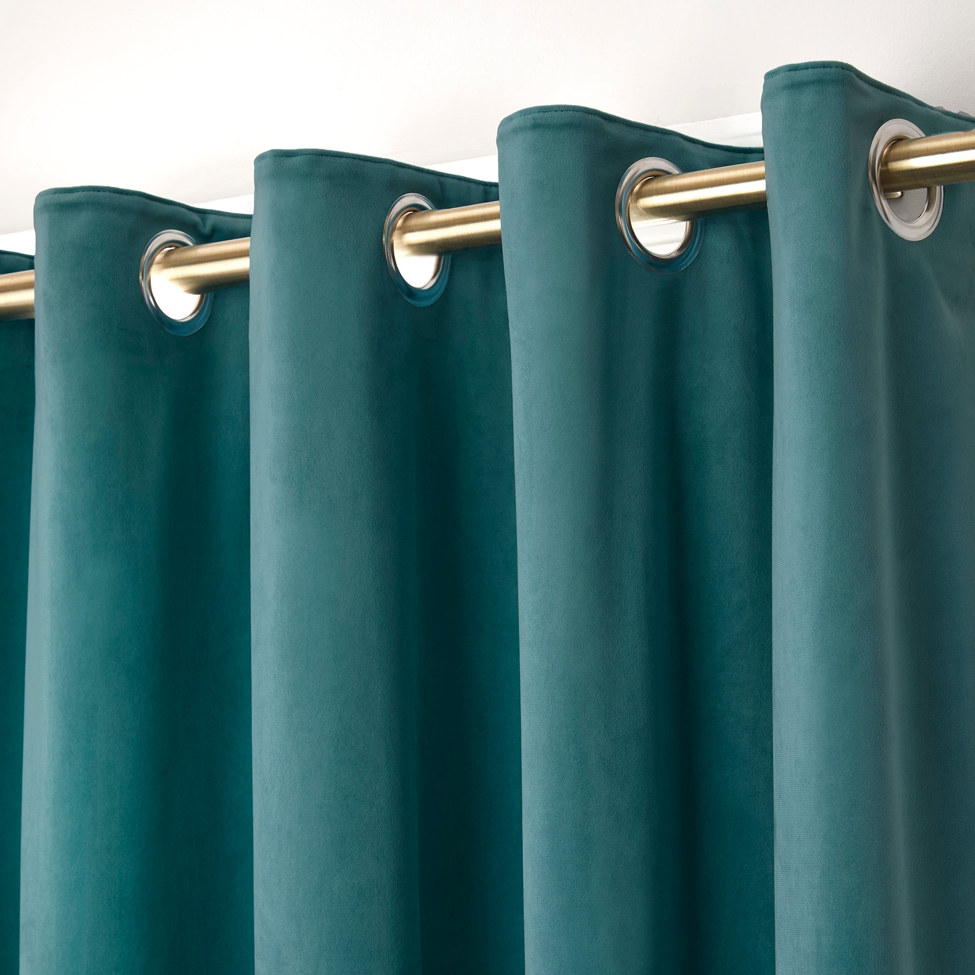Laurence Llewelyn Bowen Montrose Eyelet Curtains in Teal - Elegant Window Treatments for Living Room & Bedroom Decor