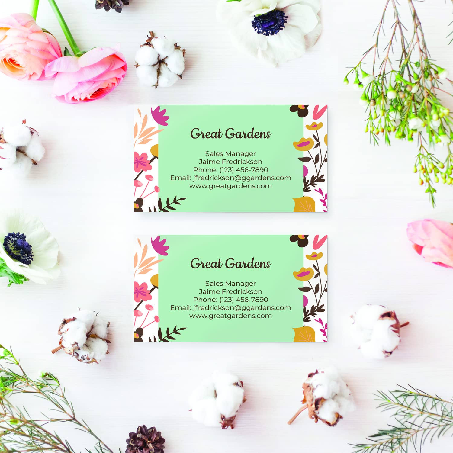 Vibrant Modern Floral Custom Business Cards - 100 Personalized Premium Quality 2