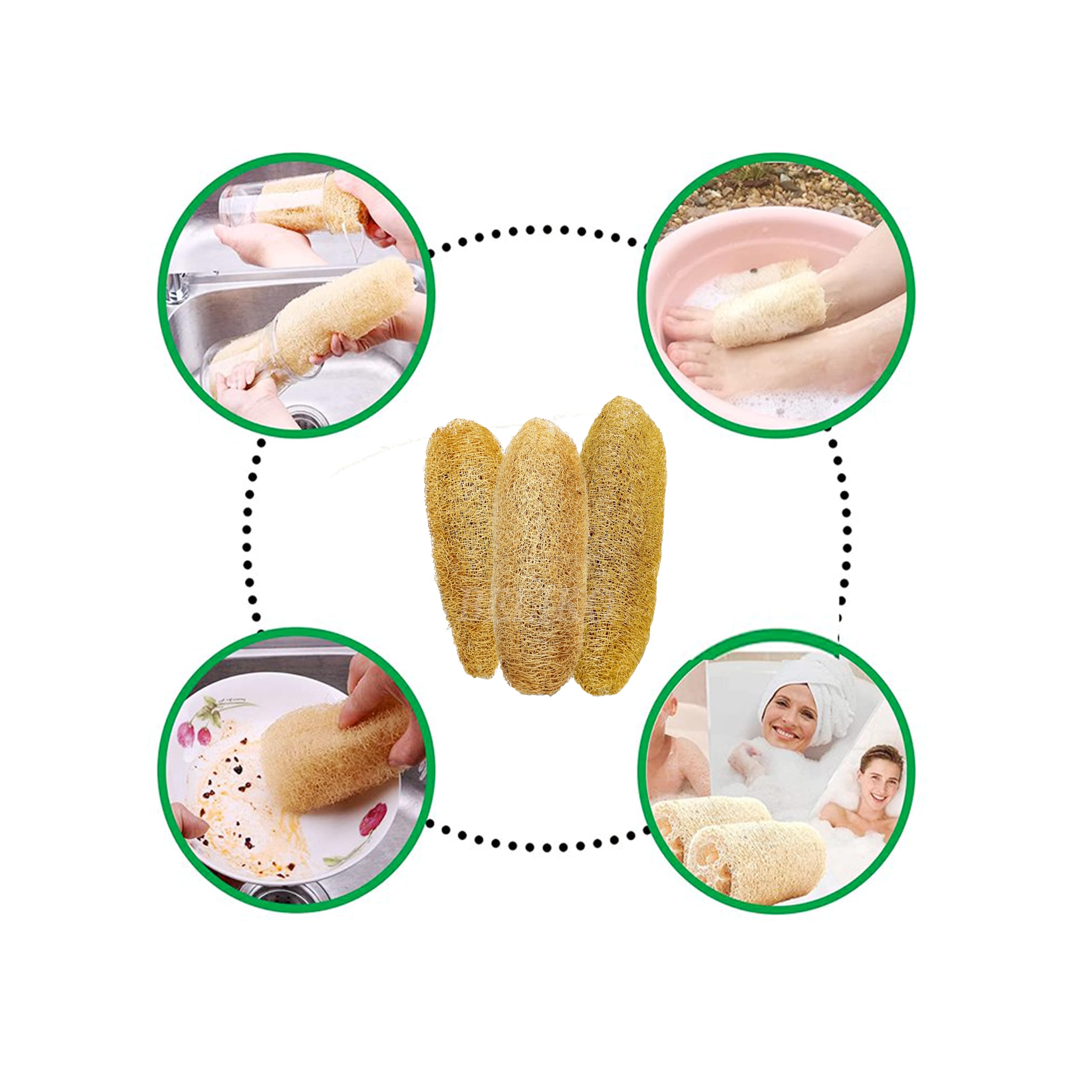 **Natural Loofah Sponge Body Scrubber - 5-Pack Organic Exfoliating Bath Sponge for Women & Men | Eco-Friendly Ridge Gourd Scrubber for Smooth Skin | Perfect for Shower, Spa, and Daily Skincare Routine**