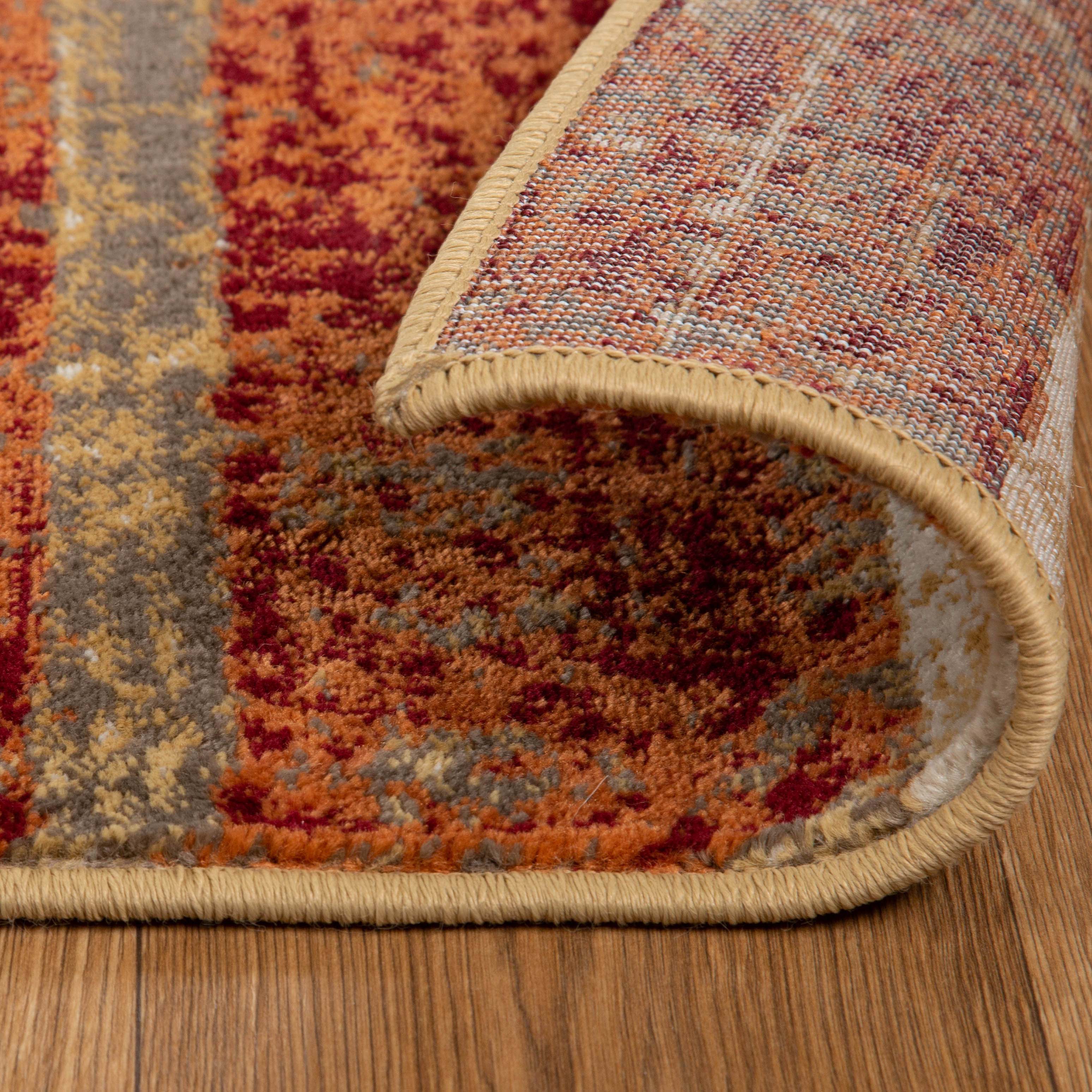 Radko Modern Striped Indoor Area Rug or Runner - Soft Non-Slip Living Room Carpet - Perfect for Bedroom, Hallway & Home Decor
