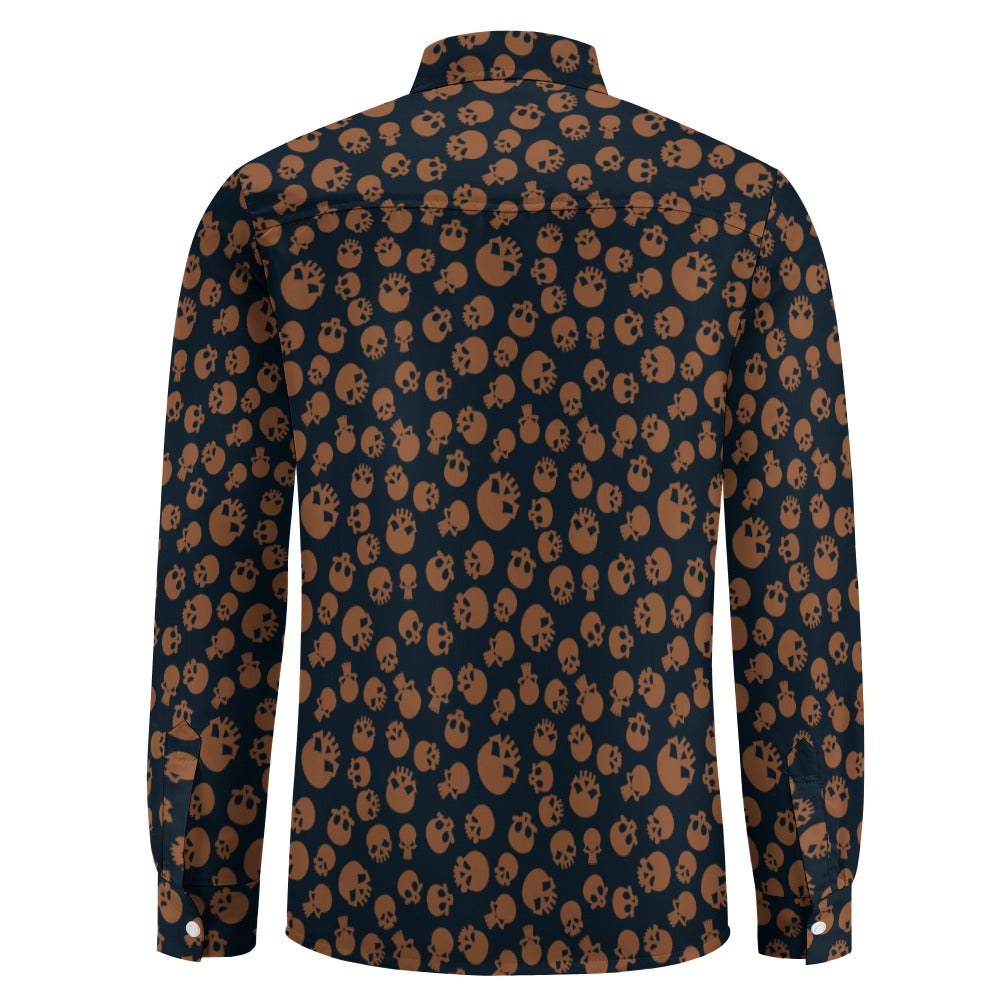 Dirt Skulls Men's Casual One Pocket Long Sleeve Shirt - Comfortable Streetwear for Outdoor Activities & Daily Wear
