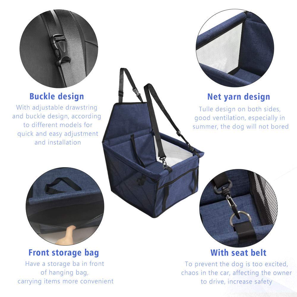 Upgraded Pet Car Booster Seat with Safety Leash - Travel Carrier for Small Dogs & Cats - Perfect for Road Trips