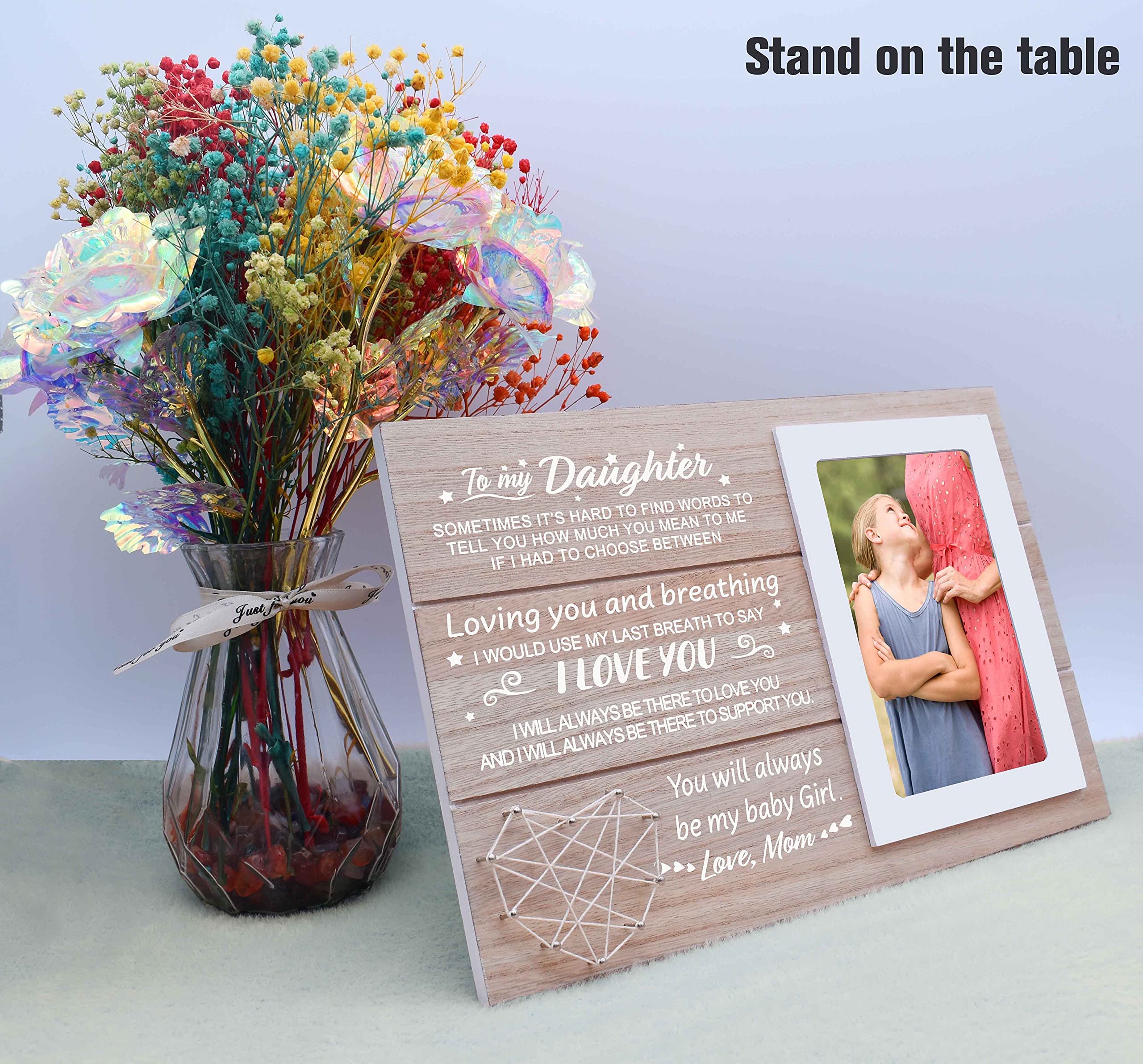 Personalized Daughter Gift from Mom or Dad - 'You Will Always Be My Baby Girl' Photo Frame for Birthday, Graduation, Christmas - Heartfelt Keepsake for Special Moments | Perfect for Bedroom, Nursery, or Office Decor