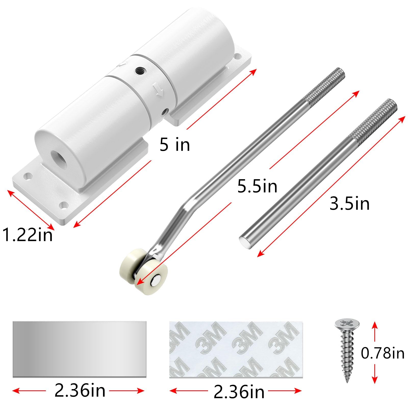 Automatic Door Closer - Adjustable Tension, Quiet & Safe Spring Mechanism for Smooth Self-Closing - Easy Installation for Homes, Offices & Commercial Spaces (White) | Ideal for Bedrooms, Bathrooms & Entry Doors