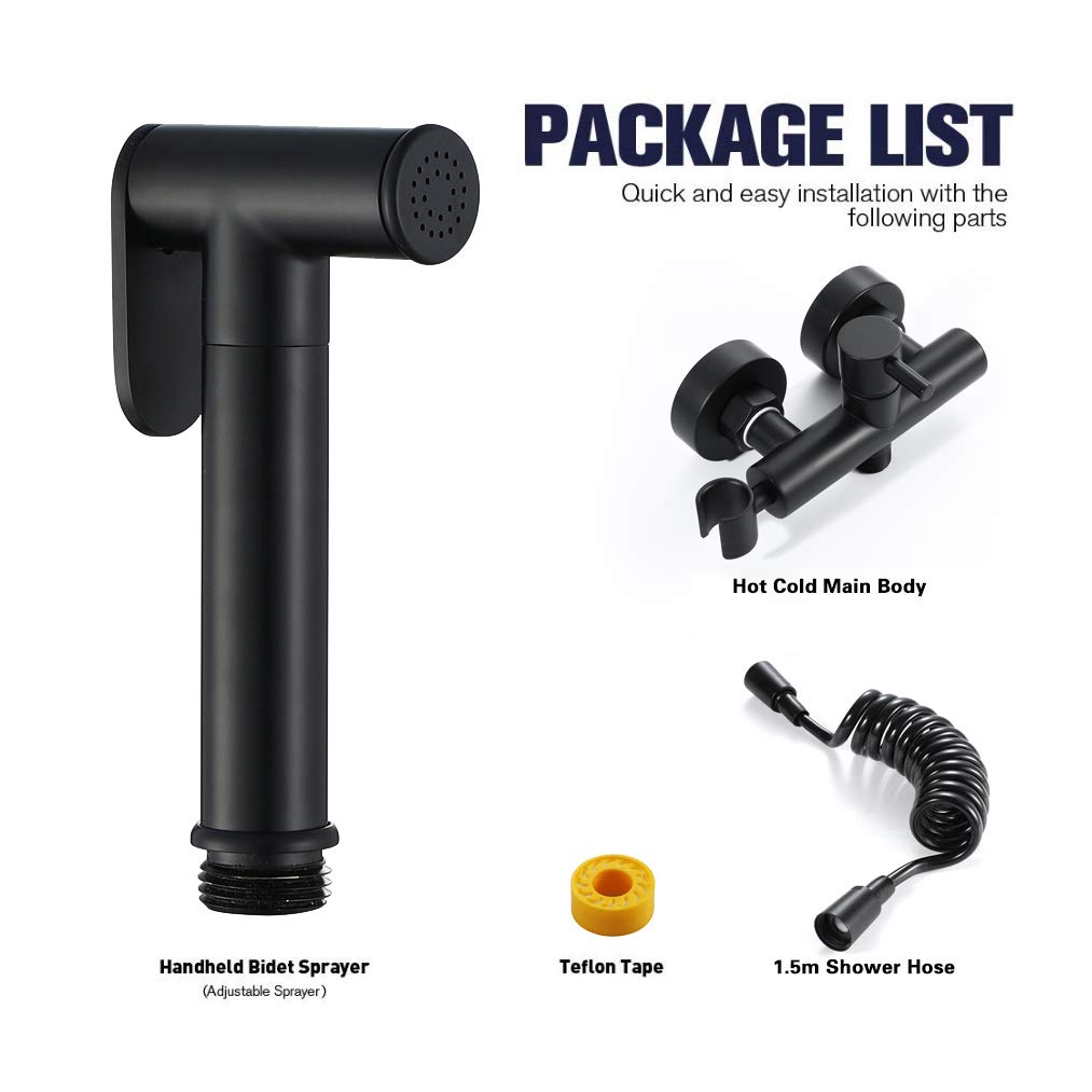 Portable Handheld Bidet Sprayer - Hot & Cold Water Brass Nozzle for Bathroom, Cloth Diaper Cleaning & Toilet Use - Easy Installation Kit for Hygienic Personal Care & Baby Washing