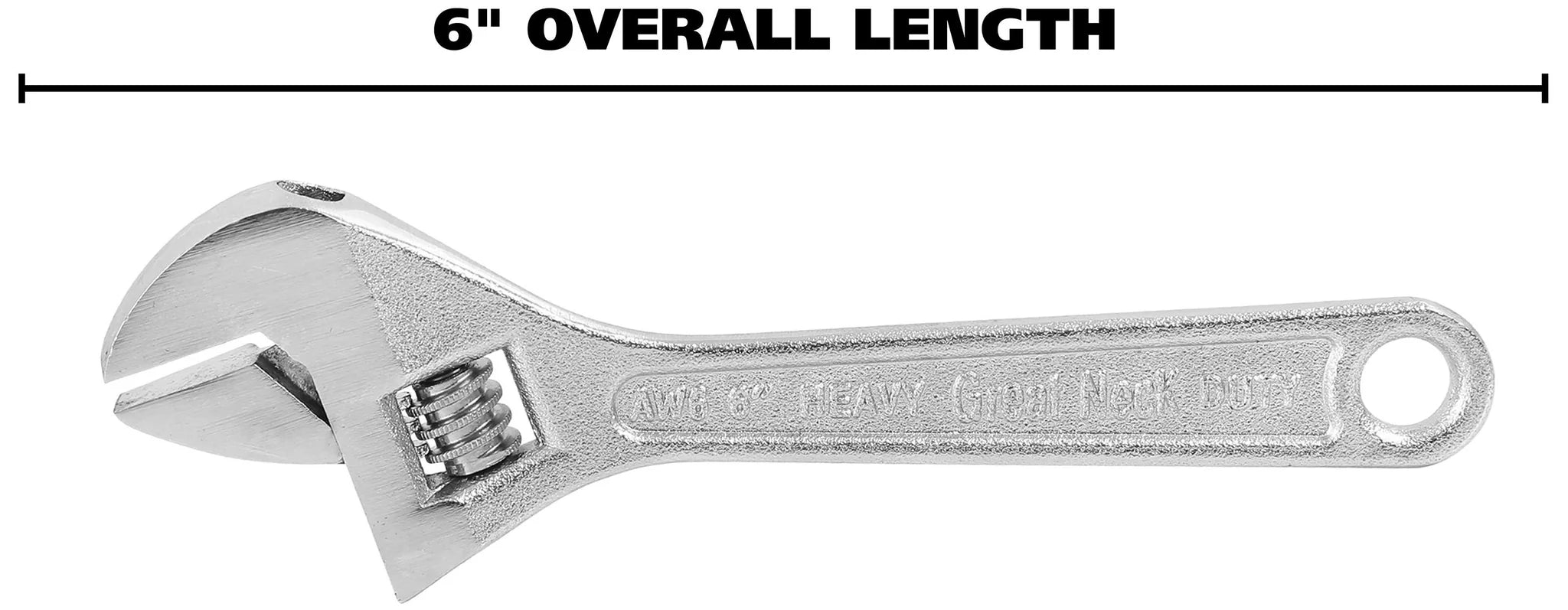 GreatNeck AW6C 6-Inch Adjustable Wrench - Premium Steel Construction, Comfort Grip Handle for Plumbing, Automotive & DIY Home Repairs