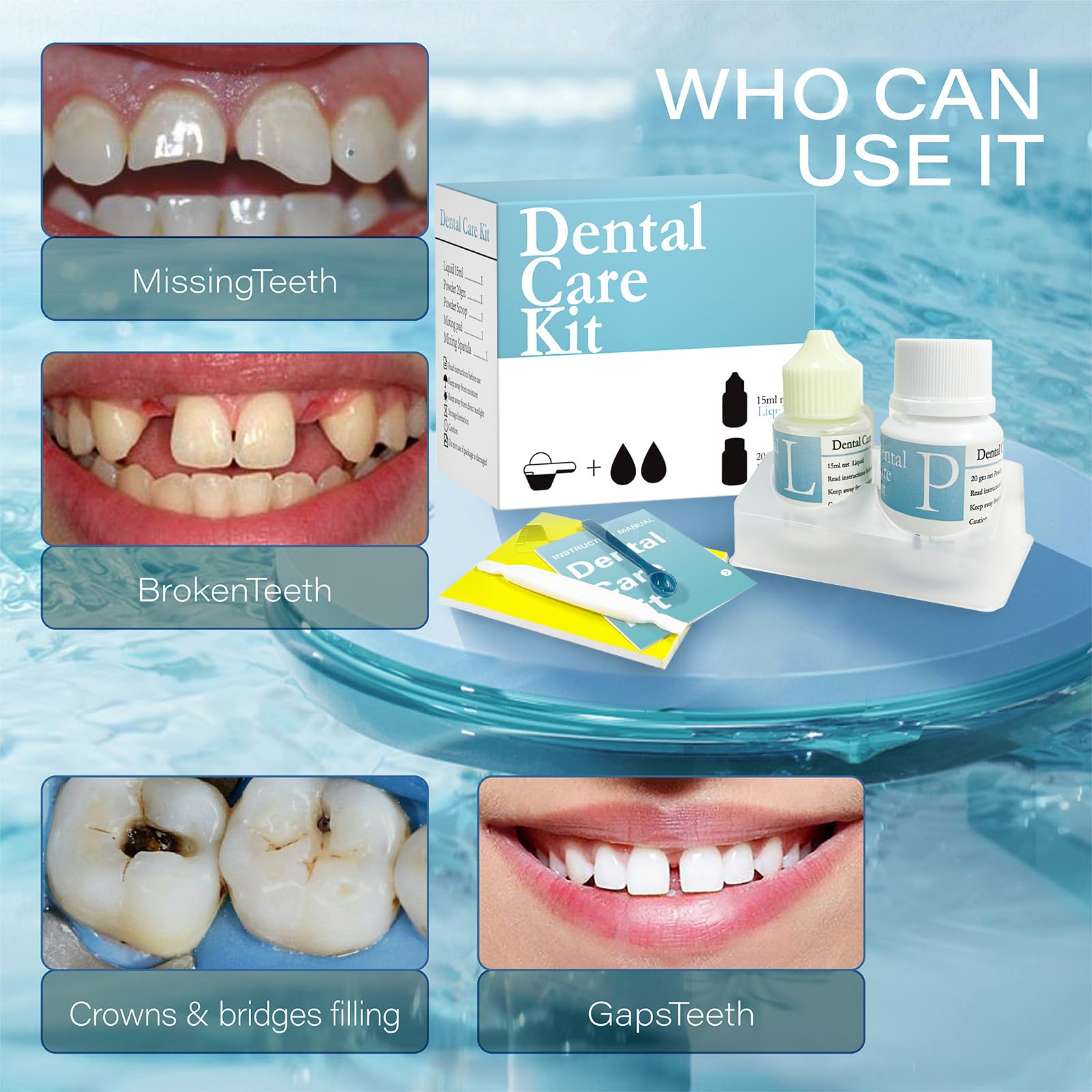 Tooth Repair Kit - Dental Filling Kit for Broken Teeth, Gaps, Crowns & Bridges - Complete Dental Care Solution for Home Use - Perfect for Emergency Tooth Repair and Oral Hygiene Maintenance