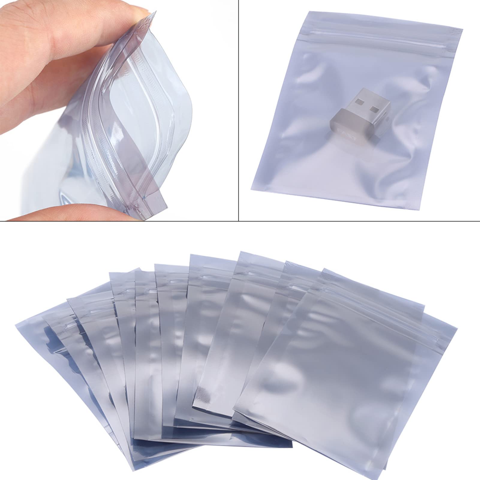 100 Pack Antistatic Resealable Bags for Electronics Storage - ESD Protection for Circuit Boards, PC Components & Electronic Accessories - Perfect for Shipping, Organizing & Long-Term Device Protection