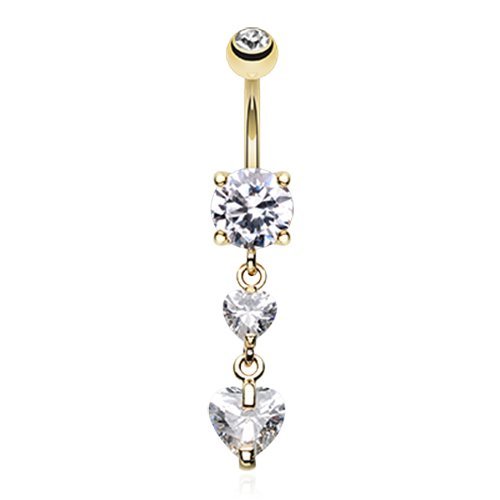 Elegant Gold Double Heart Belly Ring - Perfect for Parties & Beach