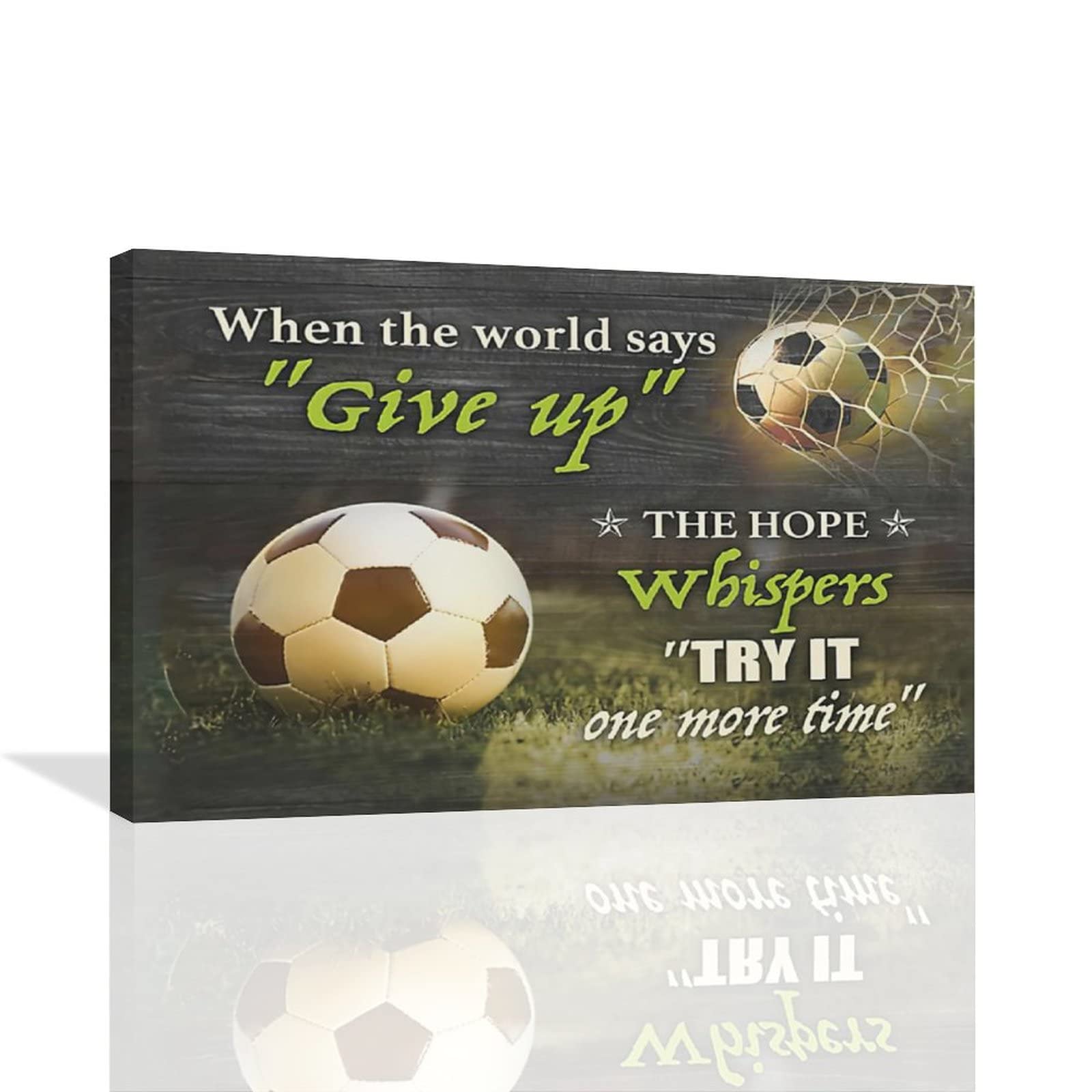 Soccer Wall Art - Inspirational Canvas Print with Motivational Quotes, Sports Pictures Painting for Soccer Lovers - Framed Artwork 16x24 inches - Perfect Gift for Boys, Kids Room & Teen Wall Decor - Ideal for Bedroom, Game Room & Soccer Themed Spaces