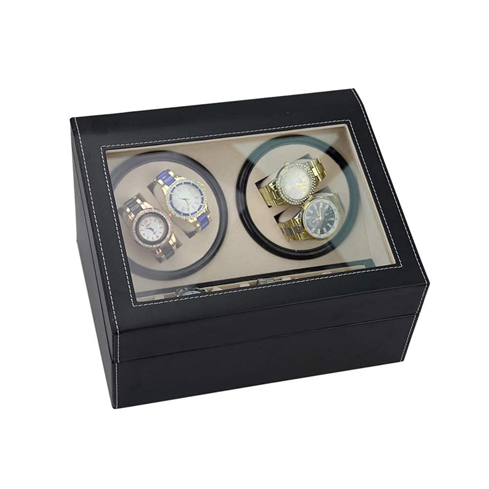 10 Automatic Watch Winder with Super Quiet Motor - Rotating Watch Display Storage Case (Black) | Perfect for Watch Collectors & Luxury Watch Storage at Home/Office