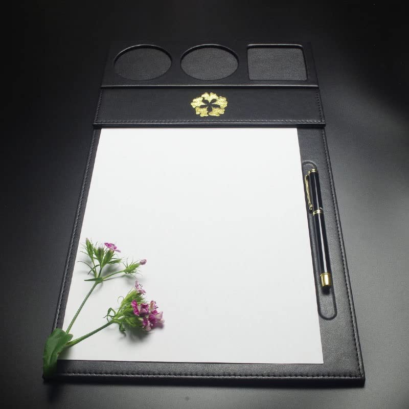 Premium Leather Clipboard - 43.5 x 25cm Black Writing Pad for Office, Hotel, Business - Ideal for Signing Documents, Note Taking & File Organization