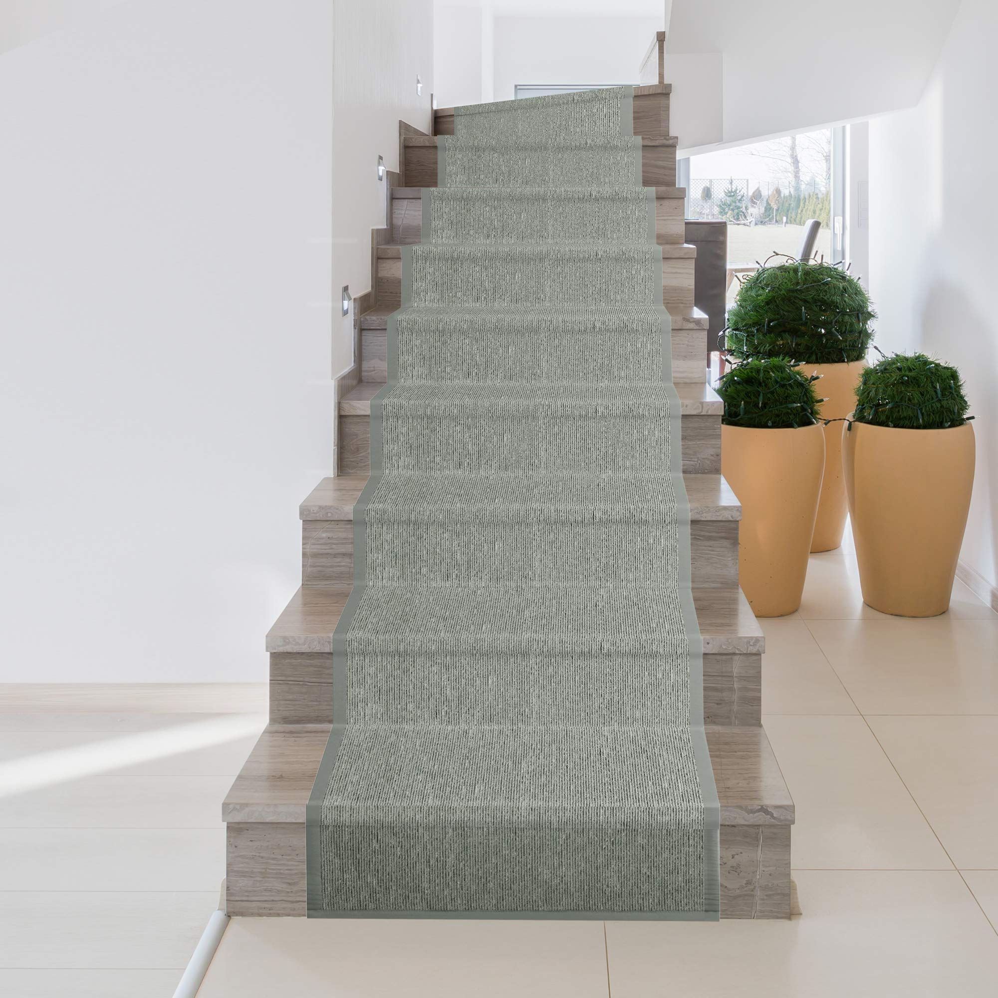Premium Synthetic Sisal Runner Rug - Soft, Stain Resistant & Easy to Clean - Silver Grey 28.5