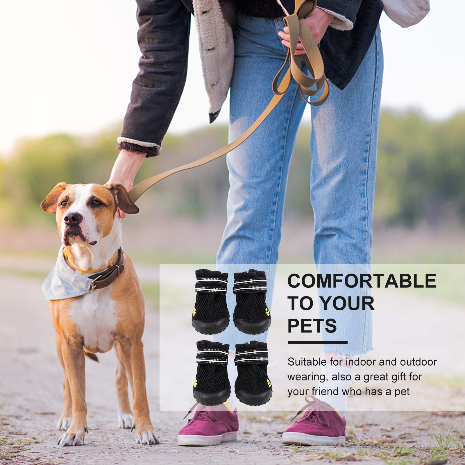 iplusmile 1 Set Dog Boots for Hiking & Snow - Non-Slip Paw Protector Shoes for Large Dogs, Waterproof Mesh Outdoor Pet Booties - Perfect for Winter, Hiking, and Rough Terrain Adventures