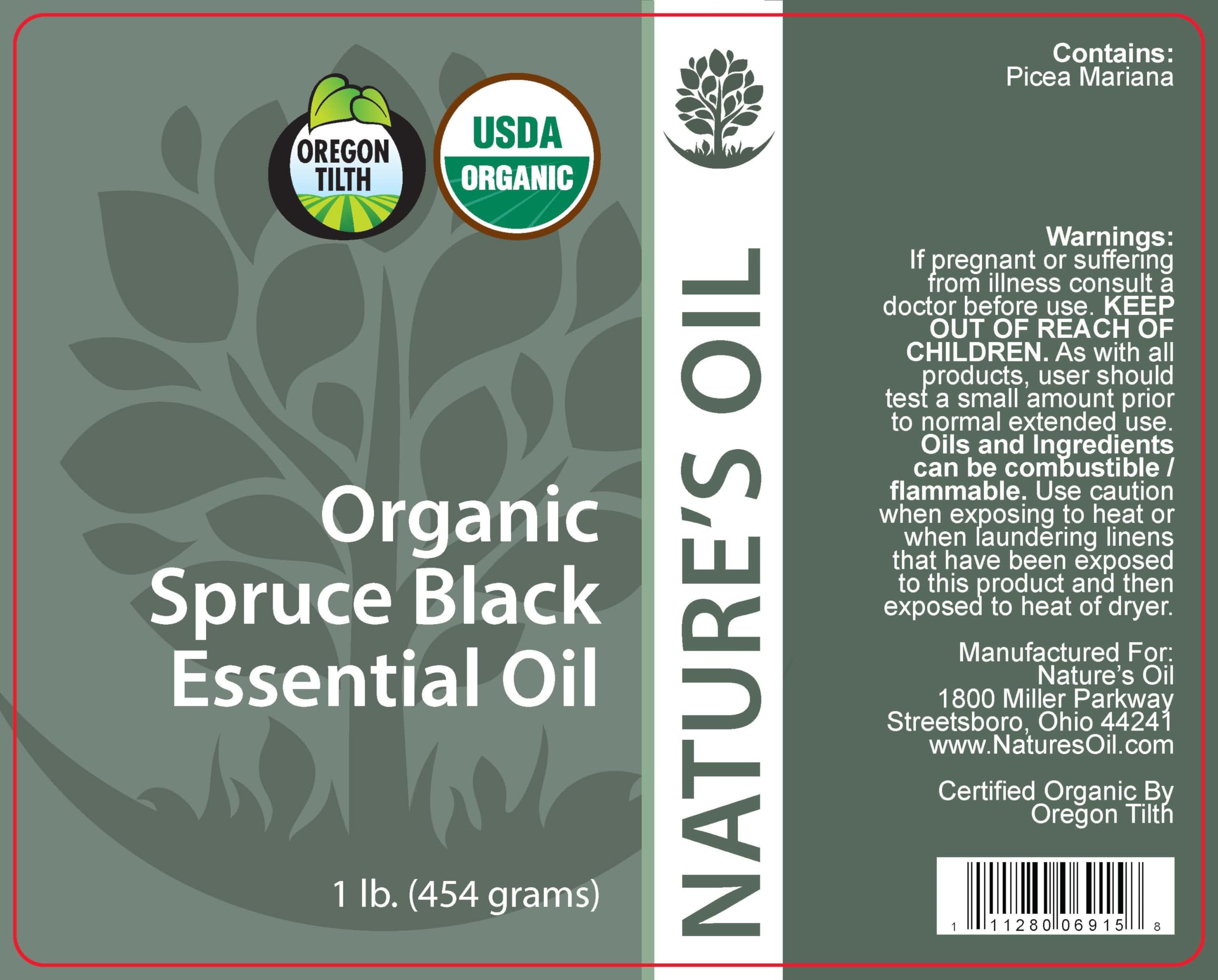 Best Pure Certified Organic Spruce Black Essential Oil - Therapeutic Grade 1Lb for Aromatherapy, Massage & DIY Skincare