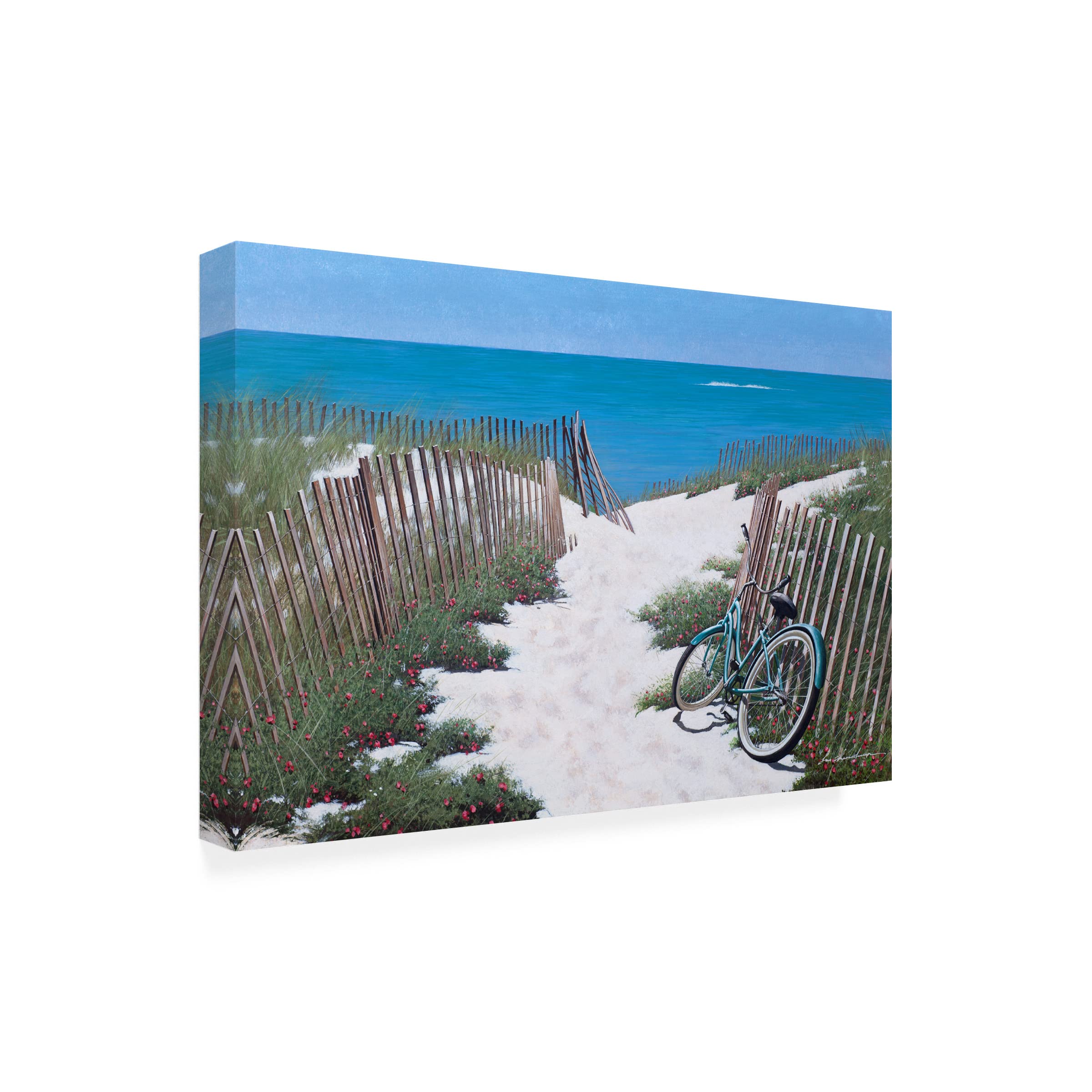 Trademark Fine Art 'Beach Bike' Canvas Wall Art by Zhen Huan Lu - Coastal Decor for Living Room, Bedroom & Office
