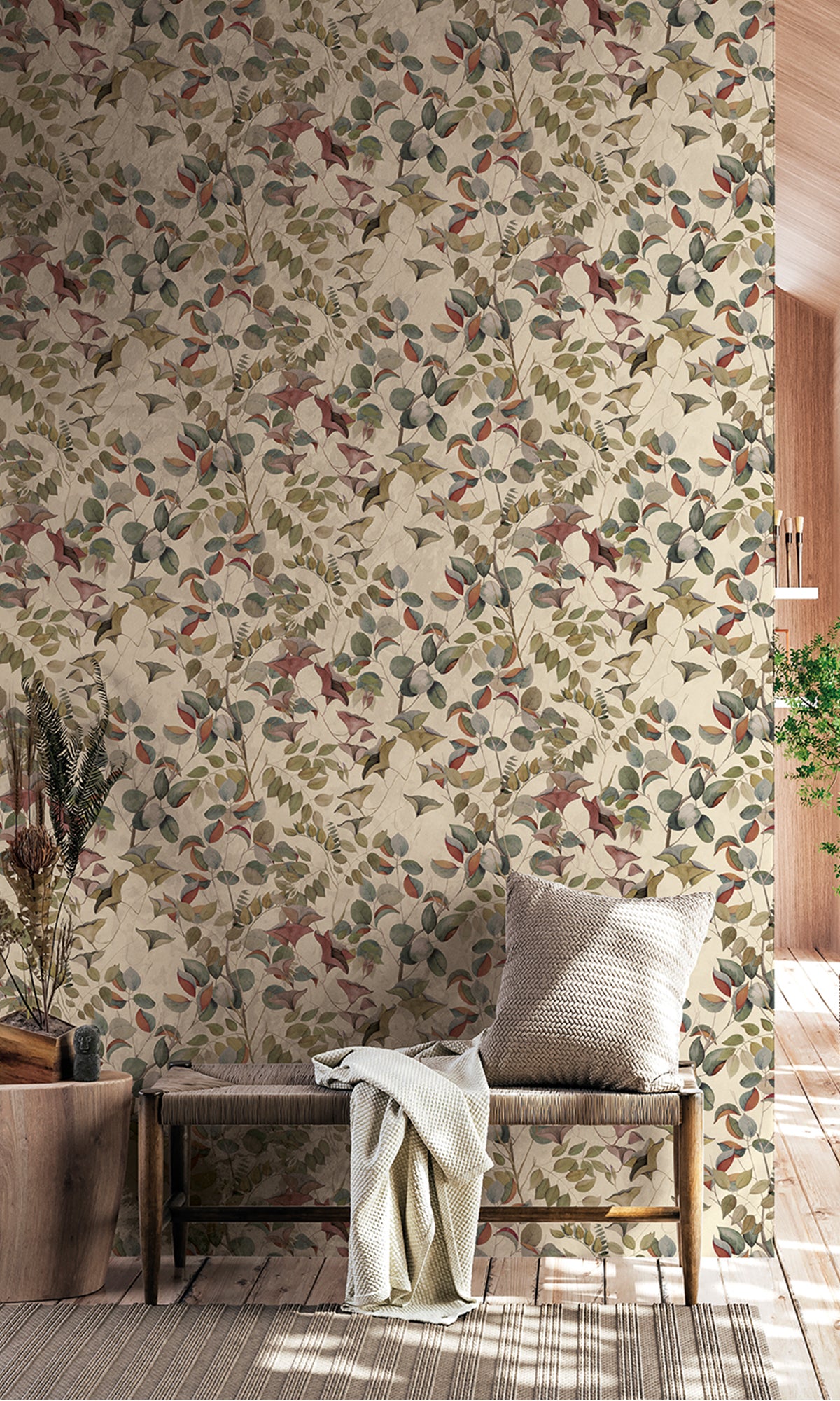 Nature's Leaves Textured Wallpaper R9493 - Self-Adhesive Peel & Stick Wallpaper for Bedroom, Living Room, and Office Decor