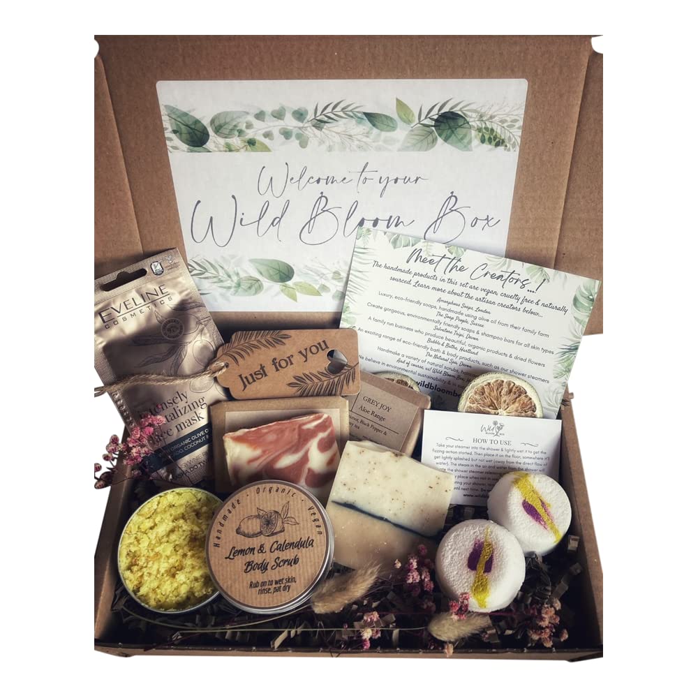 Luxury Vegan Shower & Skincare Gift Set - Handmade Spa Box with Fruity Floral Aromatherapy Shower Steamers | Perfect Birthday Present for Women, Wife, Mom & Friends | Thank You Gift for Relaxation & Self-Care Moments