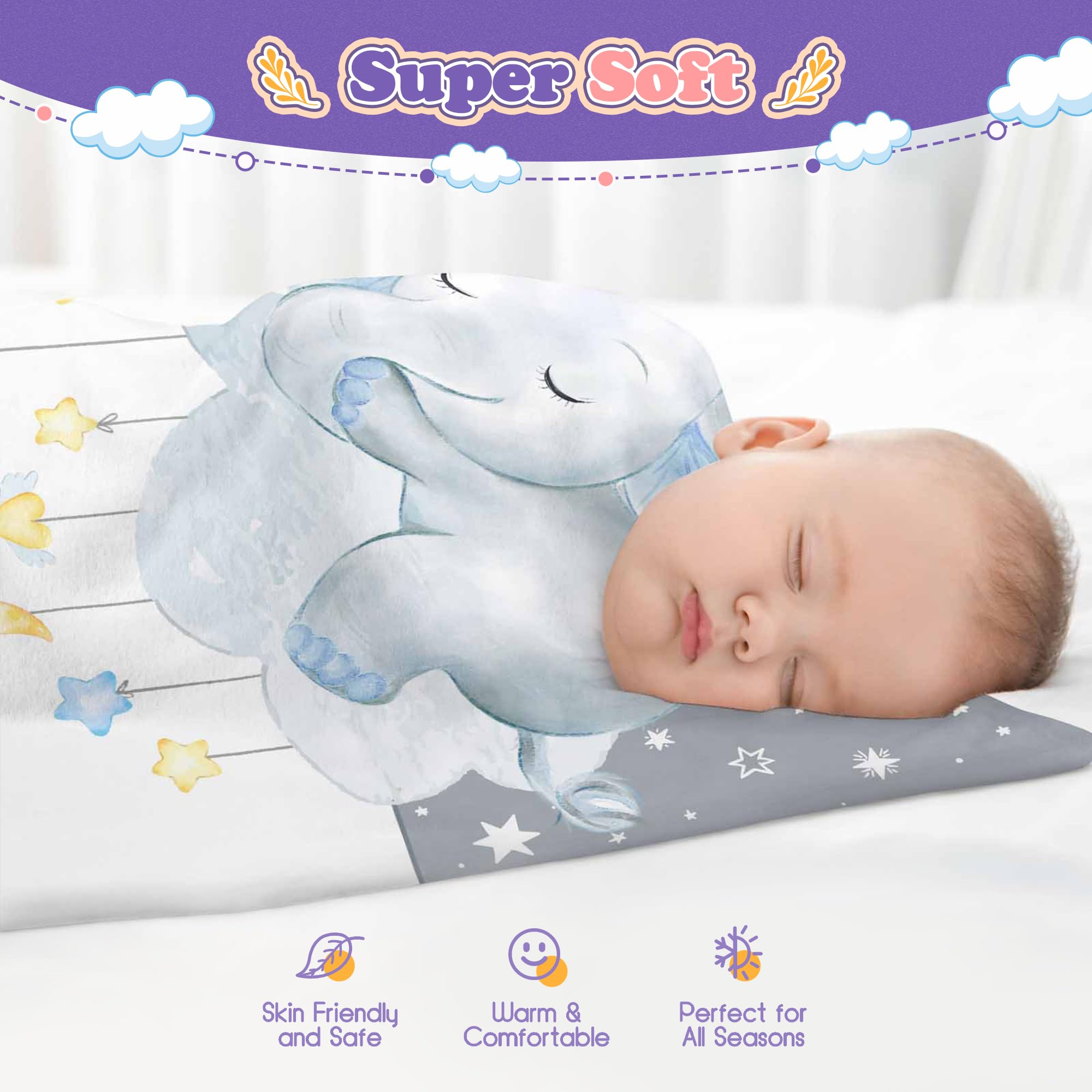 Personalized Baby Blankets for Boys - Custom Elephant Fleece Blanket for Newborn & Toddler - Soft 30x40 Inch Baby Shower Gift, Baptism Present & Registry Search - Perfect for Nursery, Stroller & Snuggling