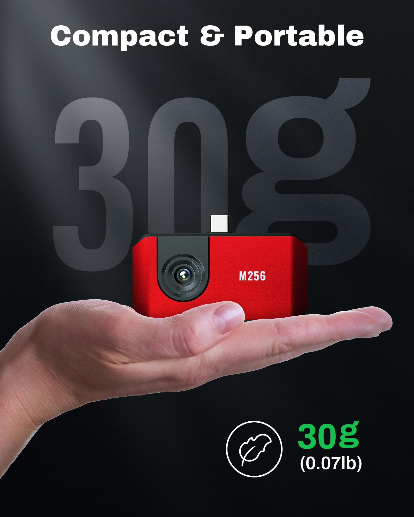 High Resolution M256 Thermal Imaging Camera 256x192 IR with 3D Analysis, 25Hz Refresh Rate, -4°F~842°F Temperature Range - Compatible with Android Smartphones, Tablets & PC (Red) - Perfect for Home Inspection, Electrical Maintenance, HVAC Diagnosis and Wildlife Observation