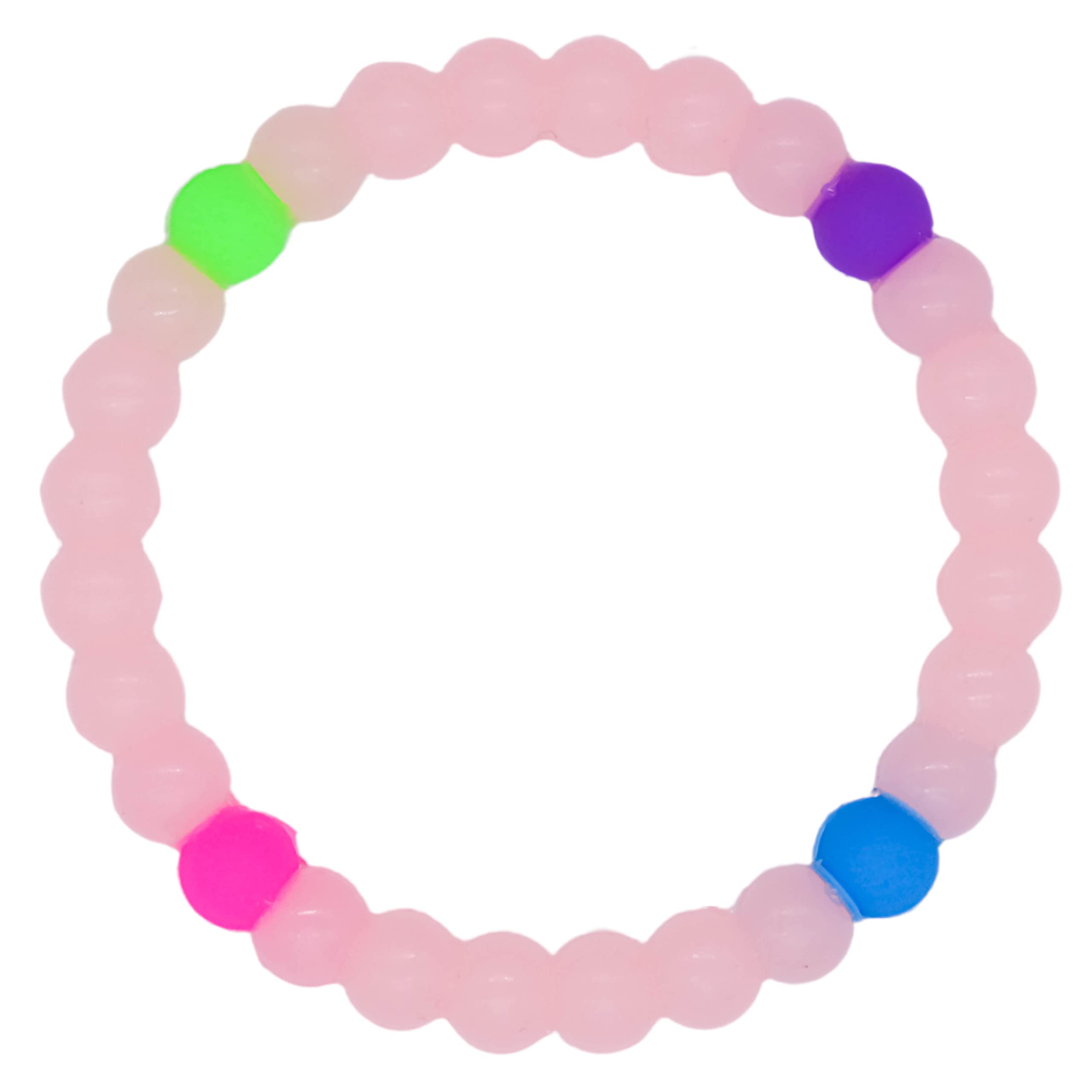 Glow in Dark Pink Bracelet for Kids - Silicone Beads for Girls - Party Favors & Gifts