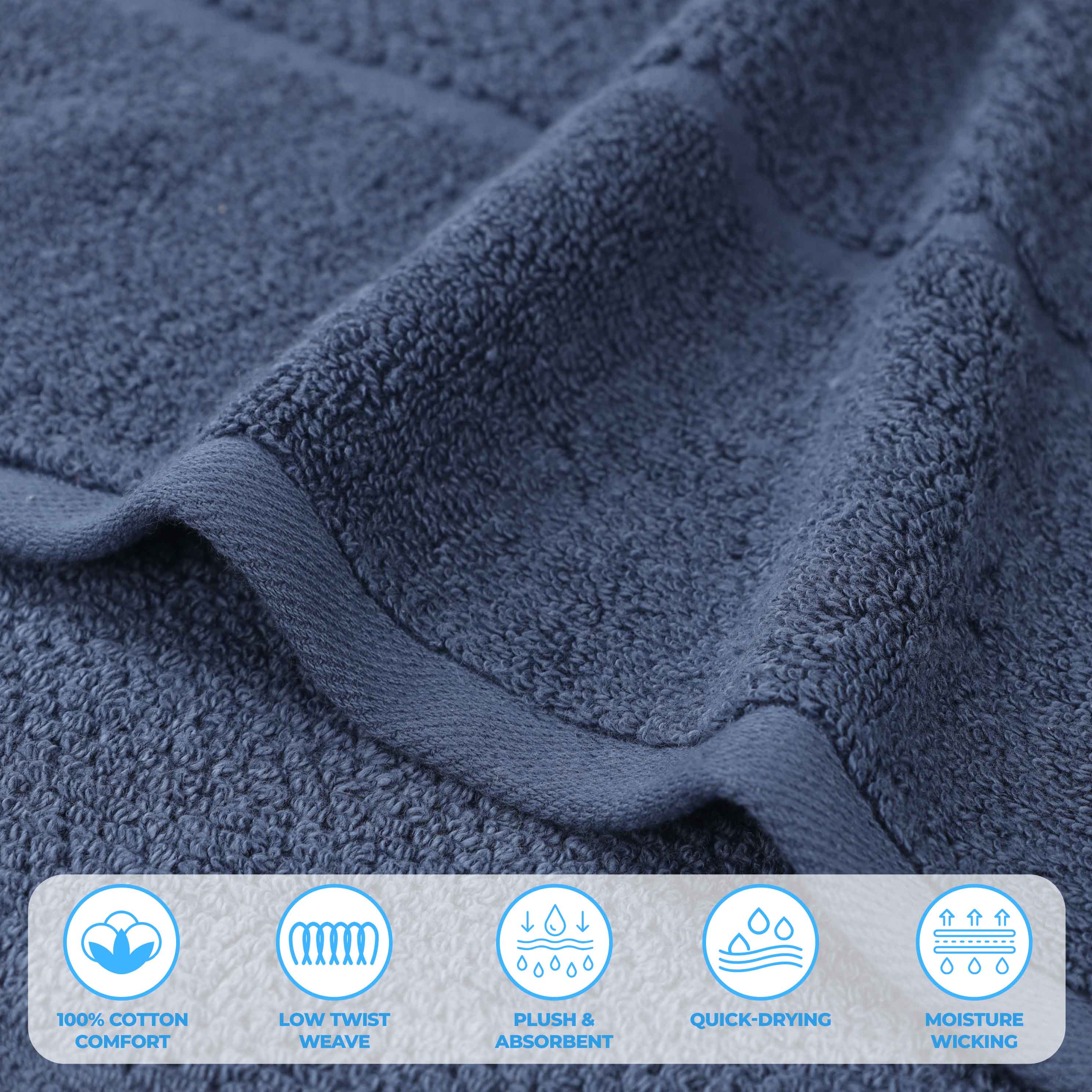 Premium Mile Smart Twist Cotton Bath Towels Set of 2 - Ultra Soft, Absorbent & Quick-Drying Luxury Bath Sheets with Broad Border - Perfect for Spa, Hotel & Home Bathroom Use