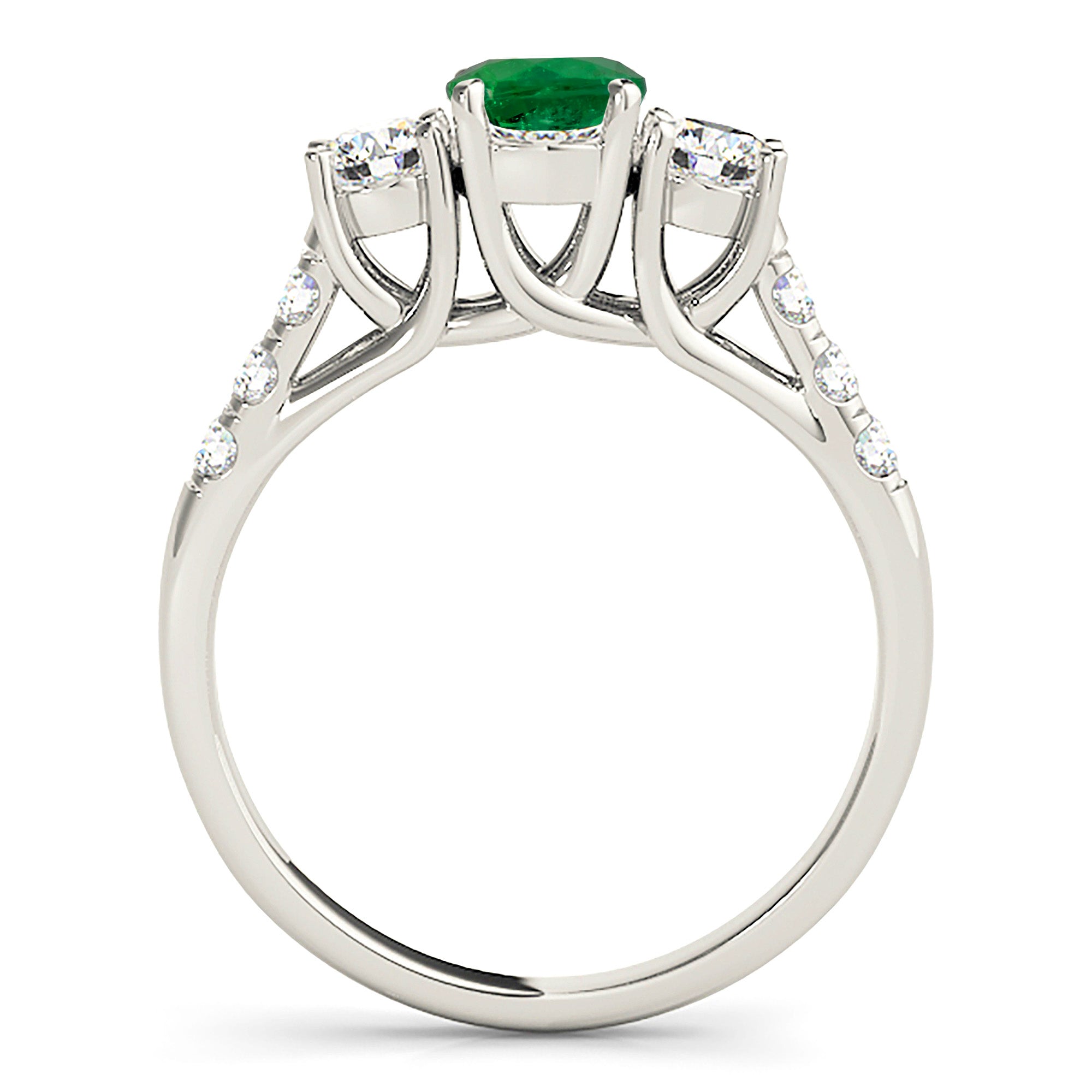 1.15 Carat Genuine Emerald Diamond Ring for Women - 14K Gold Wedding Engagement Ring with Side Stones - Elegant Gift for Anniversary, Birthday & Special Occasions