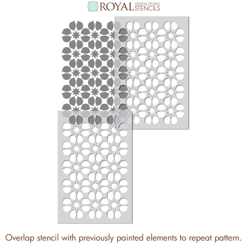 Floral Cassis Allover Stencil for DIY Home Decor, Wall Painting, and Craft Projects