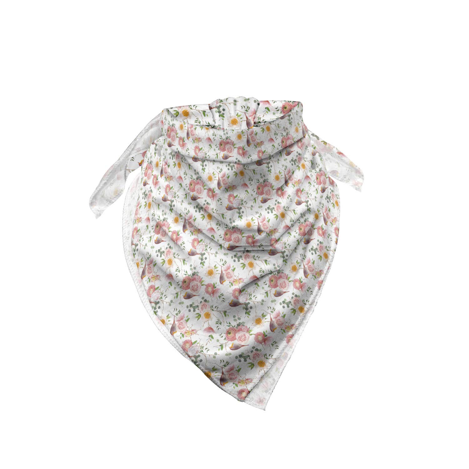Ambesonne Bird Bandana - Romantic Spring Forest Print Unisex Head & Neck Scarf for Men & Women - Perfect for Outdoor Hiking, Camping, and Fashion Accessories