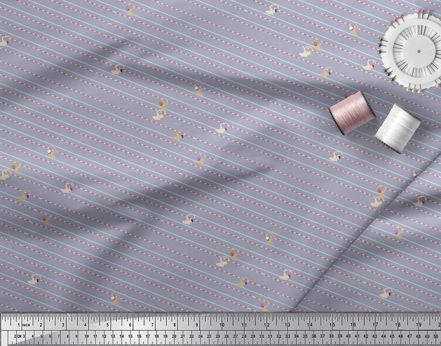 Soimoi Japanese Crepe Grey Fabric by The Yard - 42 Inch Wide - Printed Swimming Pool Race Sports Design - Perfect for Swimwear, Activewear, and Poolside Decor